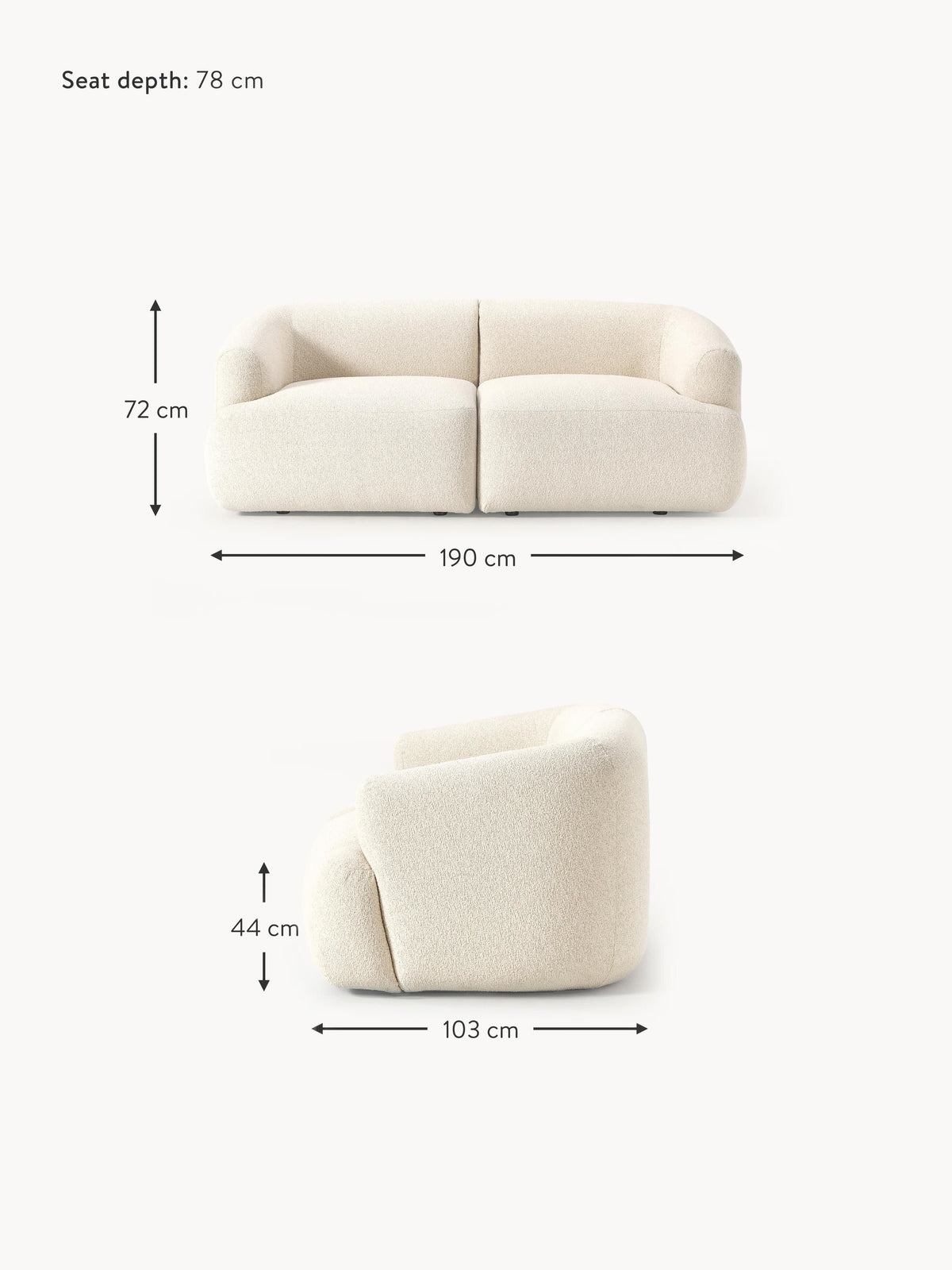 Sofia Modular Bouclé Sofa (2-seater)