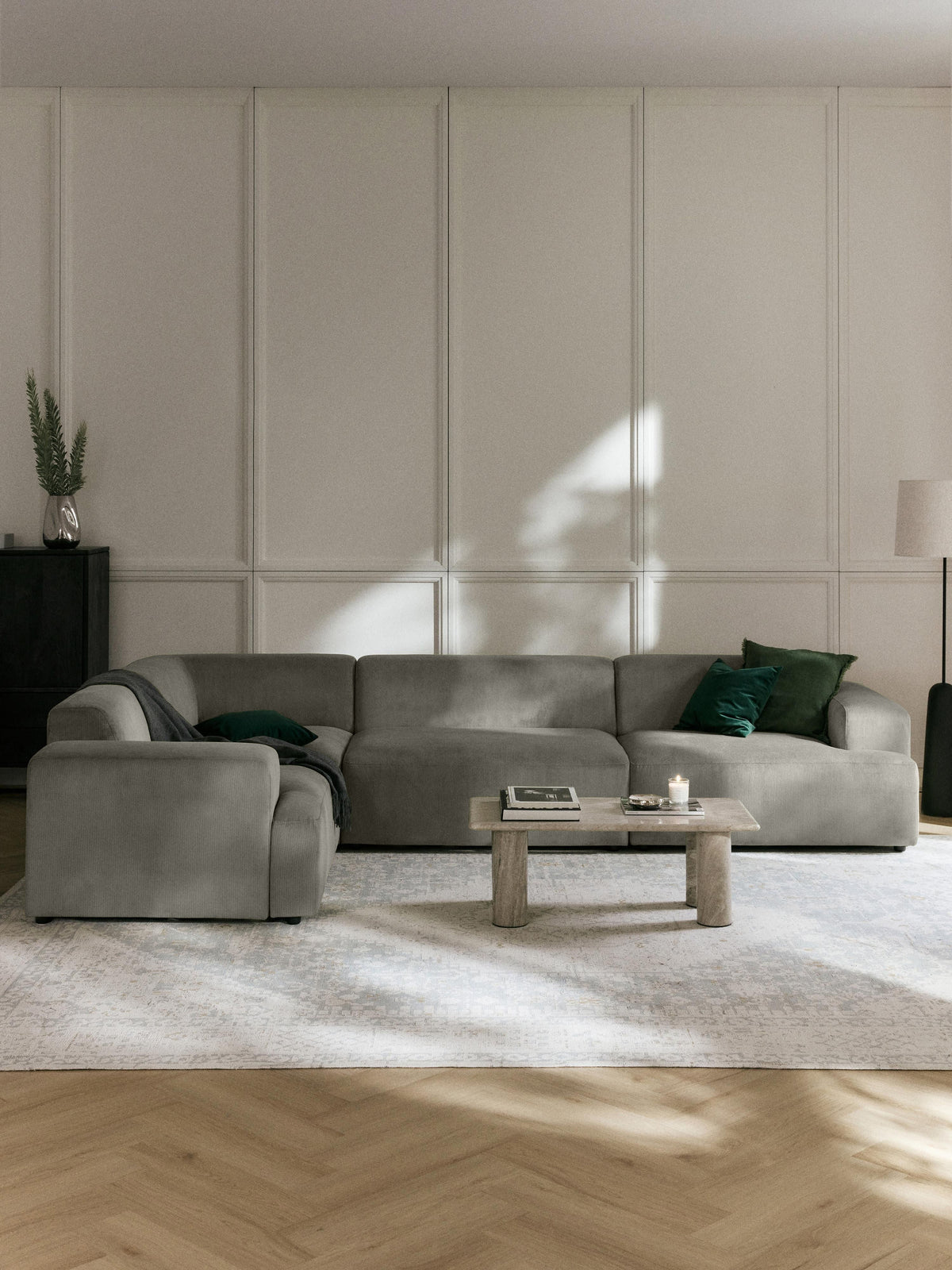 Melva Large Corduroy Corner Sofa (4-seater)