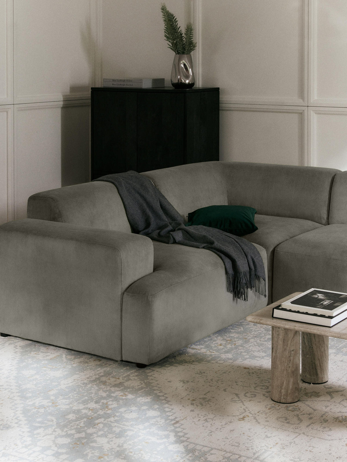 Melva Large Corduroy Corner Sofa (4-seater)