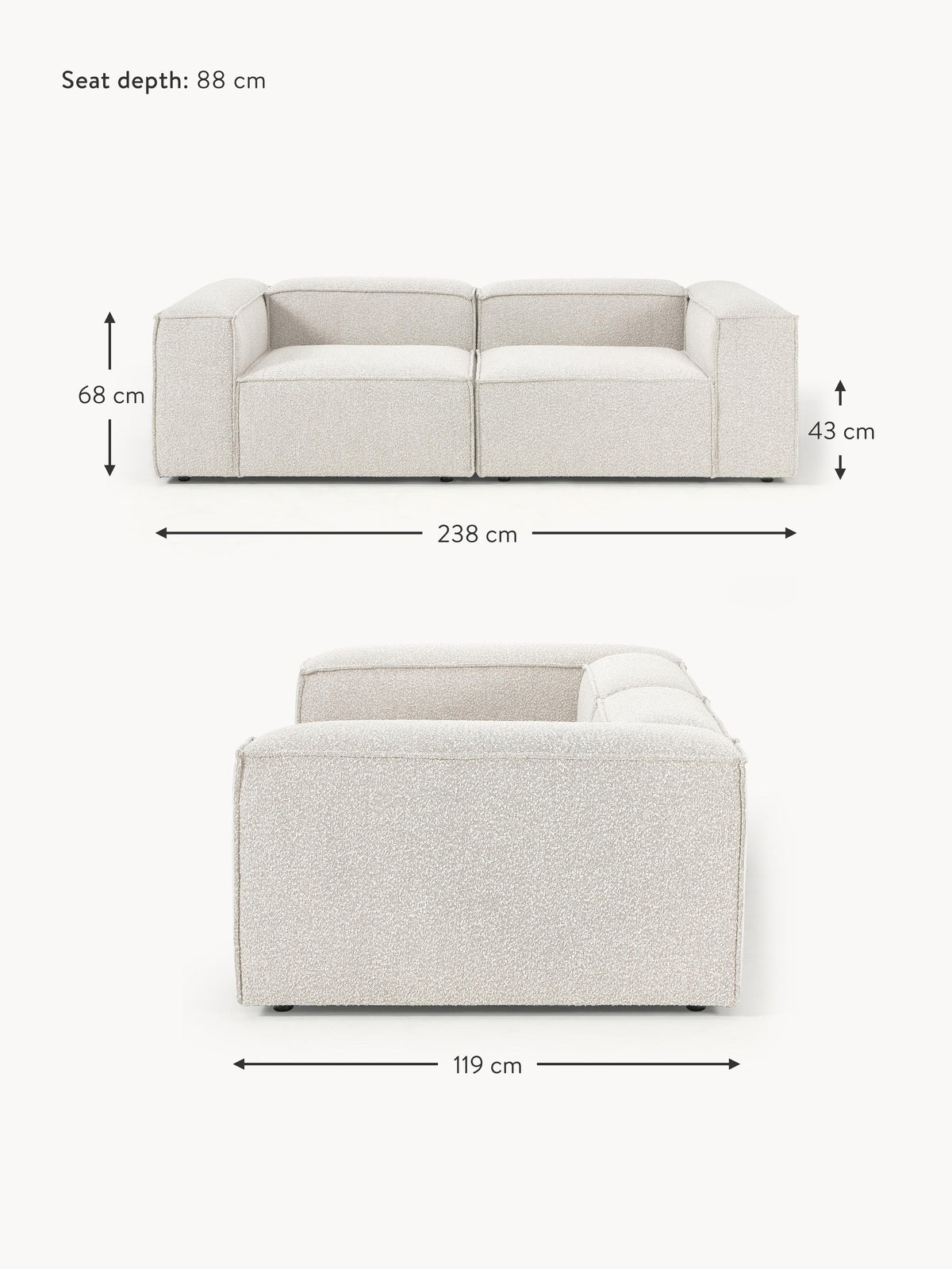 Lennon Bouclè Modular Sofa (3-seater)
