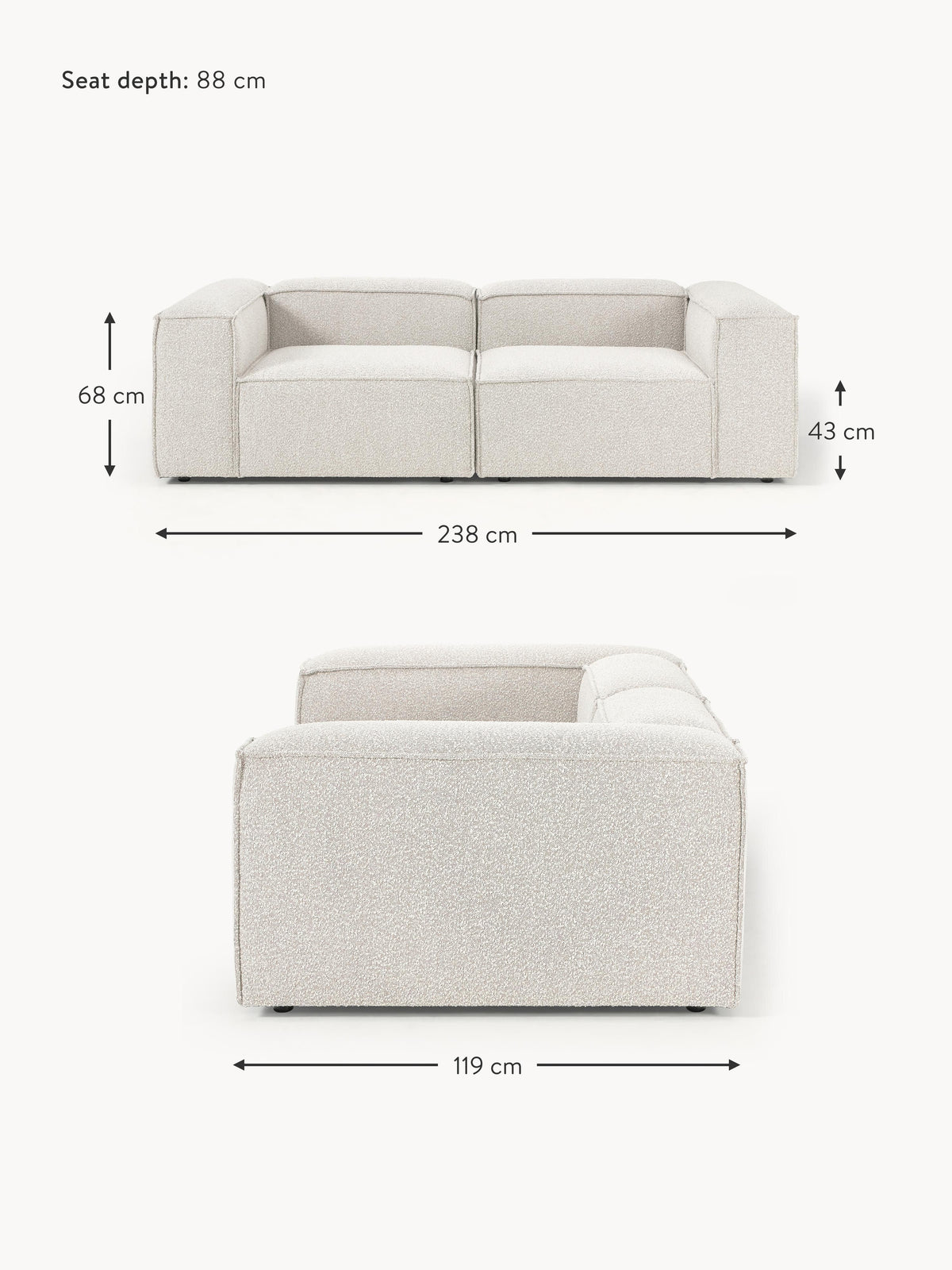 Lennon Bouclè Modular Sofa (3-seater)