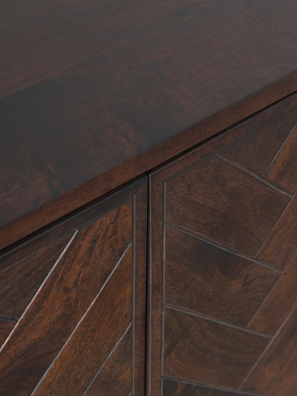 Luca Mango Wood Sideboard with Herringbone Pattern