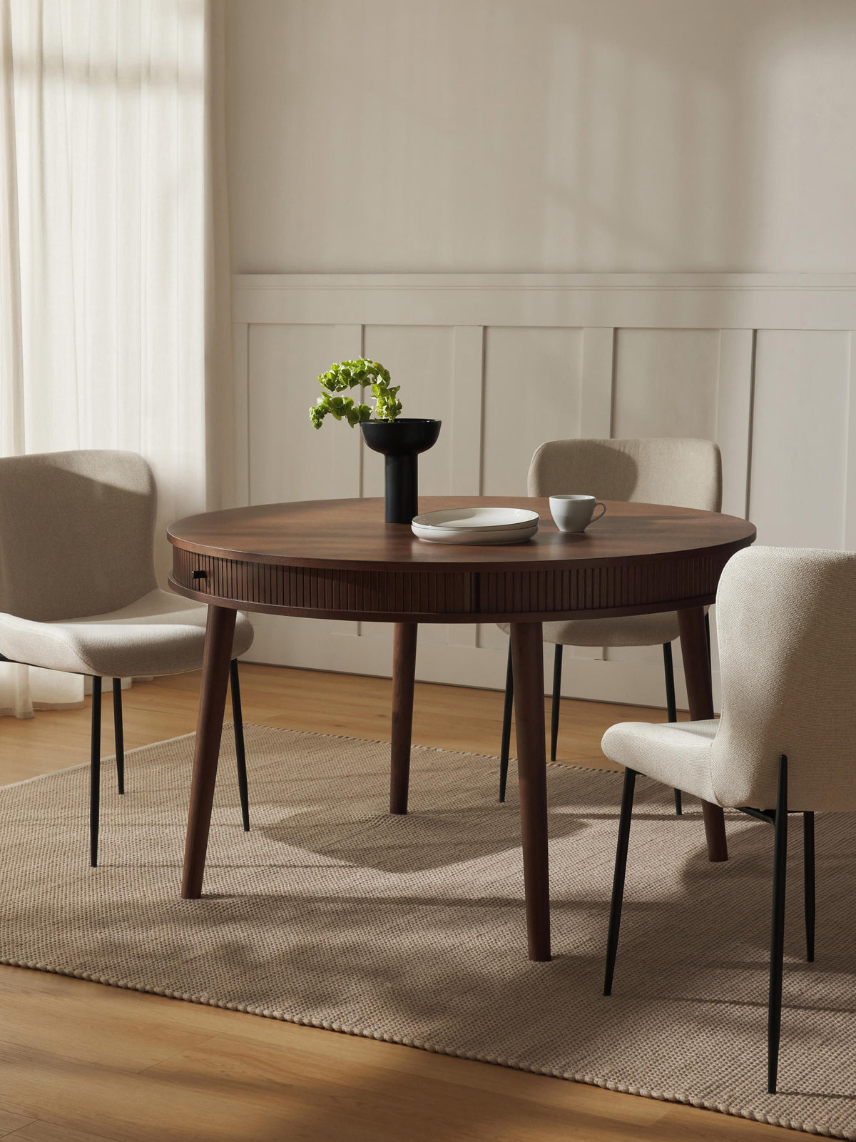 Calary Round Dining Table with Storage Space, in various sizes