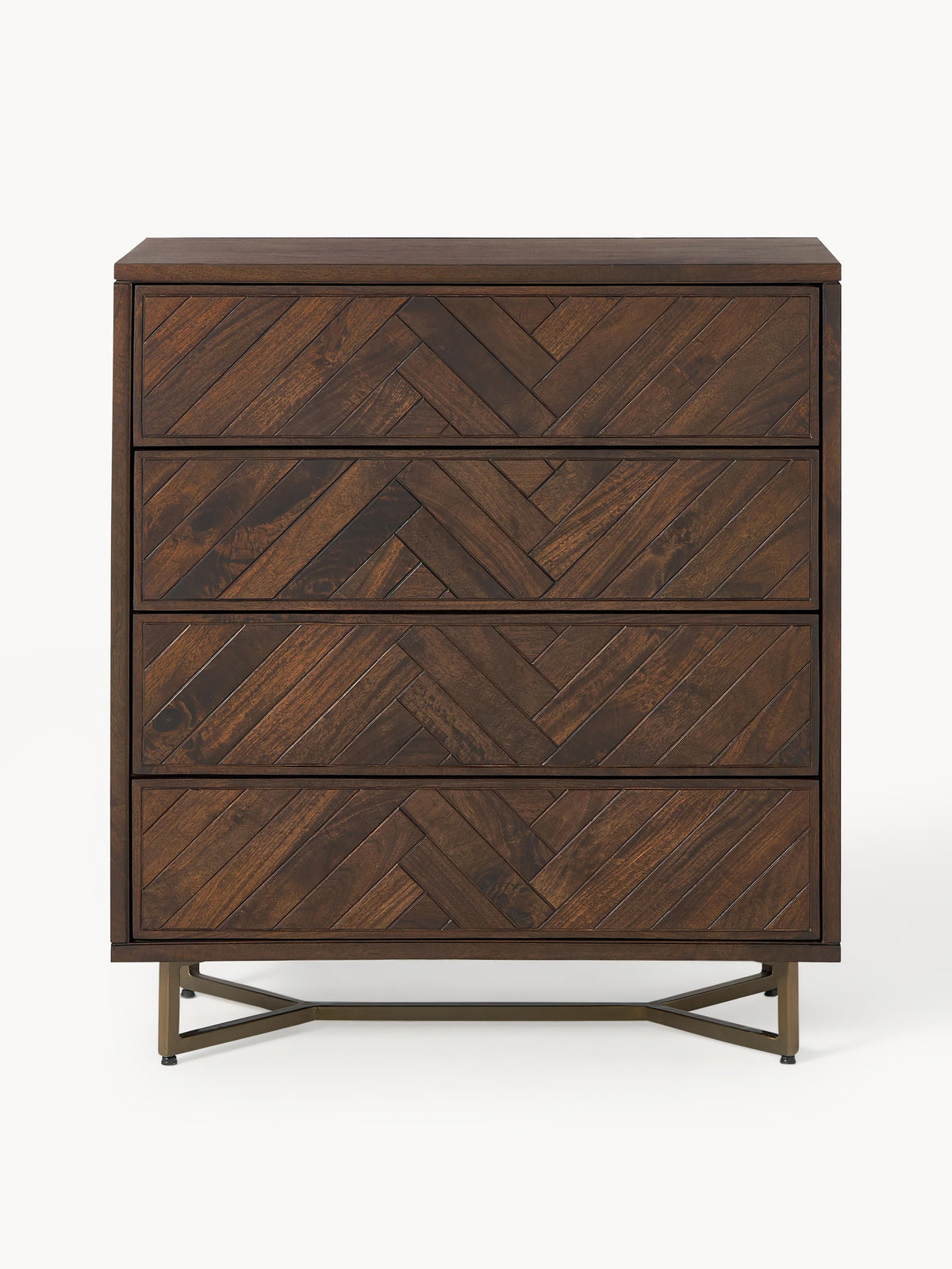 Luca Mango Wood Dresser with Herringbone Pattern