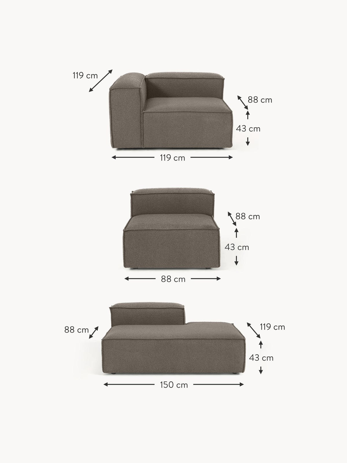 Lennon Bouclé Modular XL Ottoman
