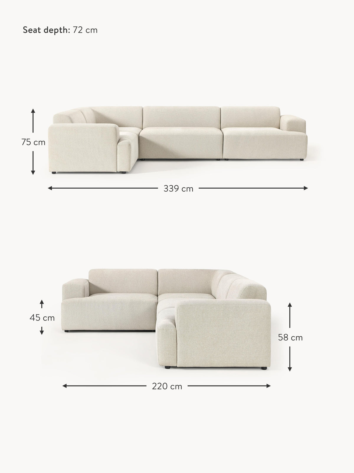 Melva Large Corner Sofa (4-seater)