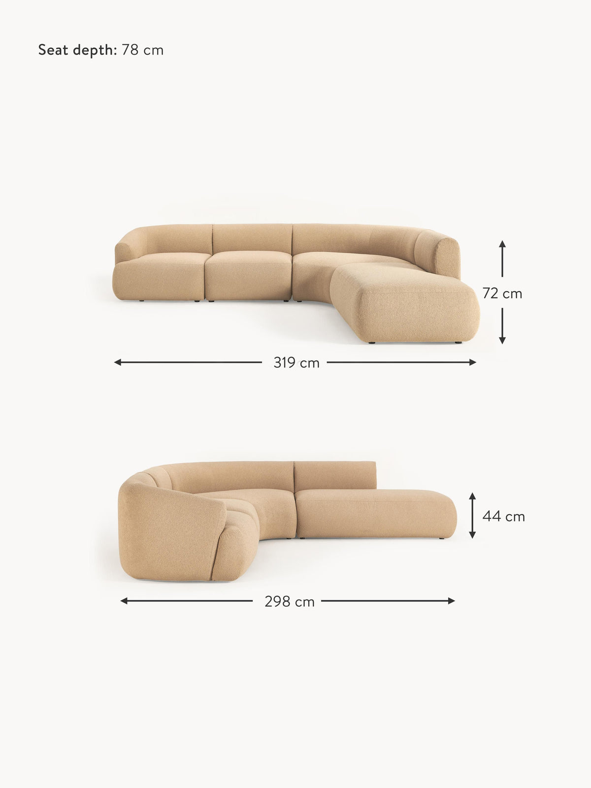 Sofia Modular Bouclé Corner Sofa (4-seater)