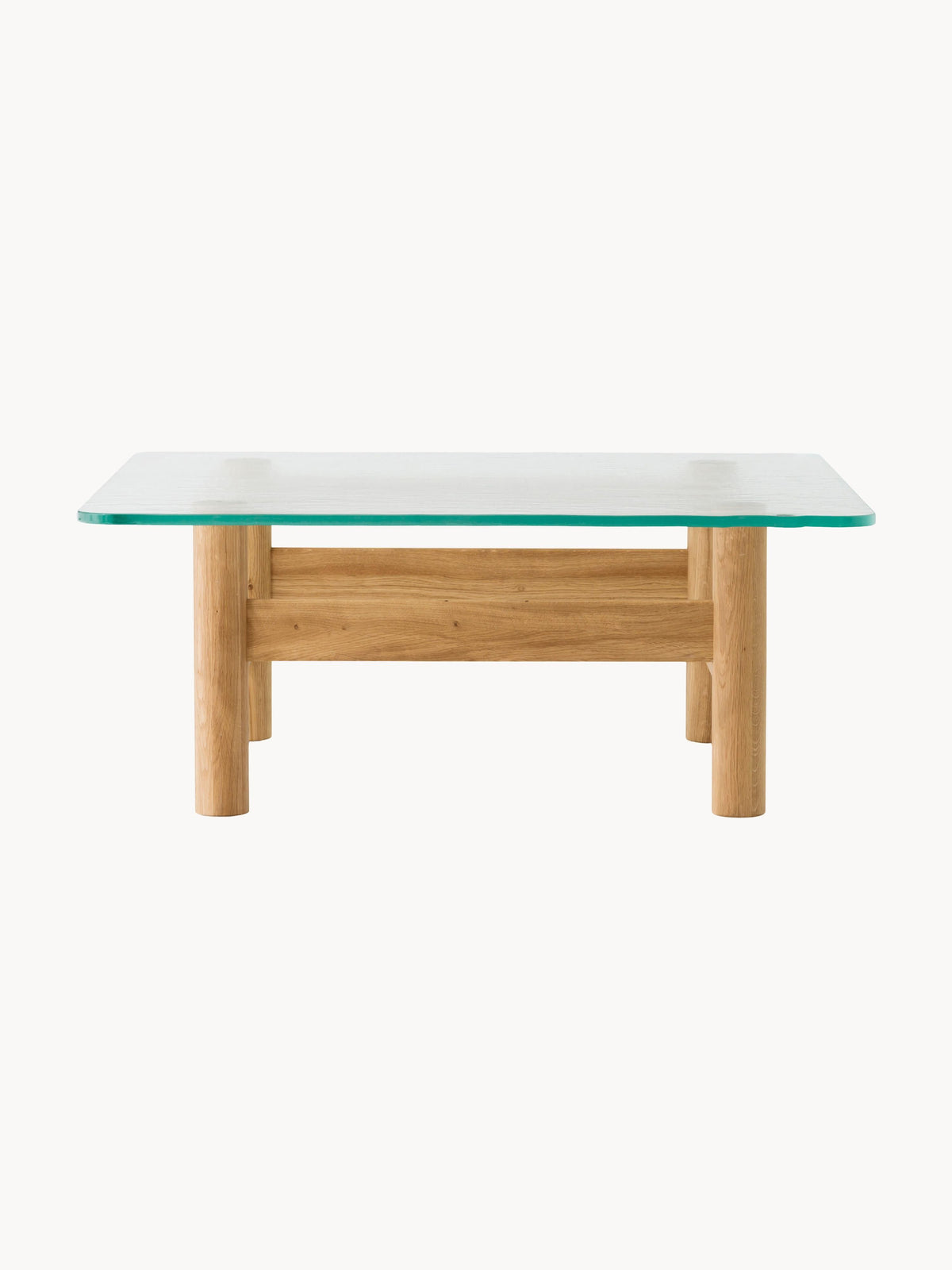 Brasilia Oak Wood Coffee Table with Glass Top