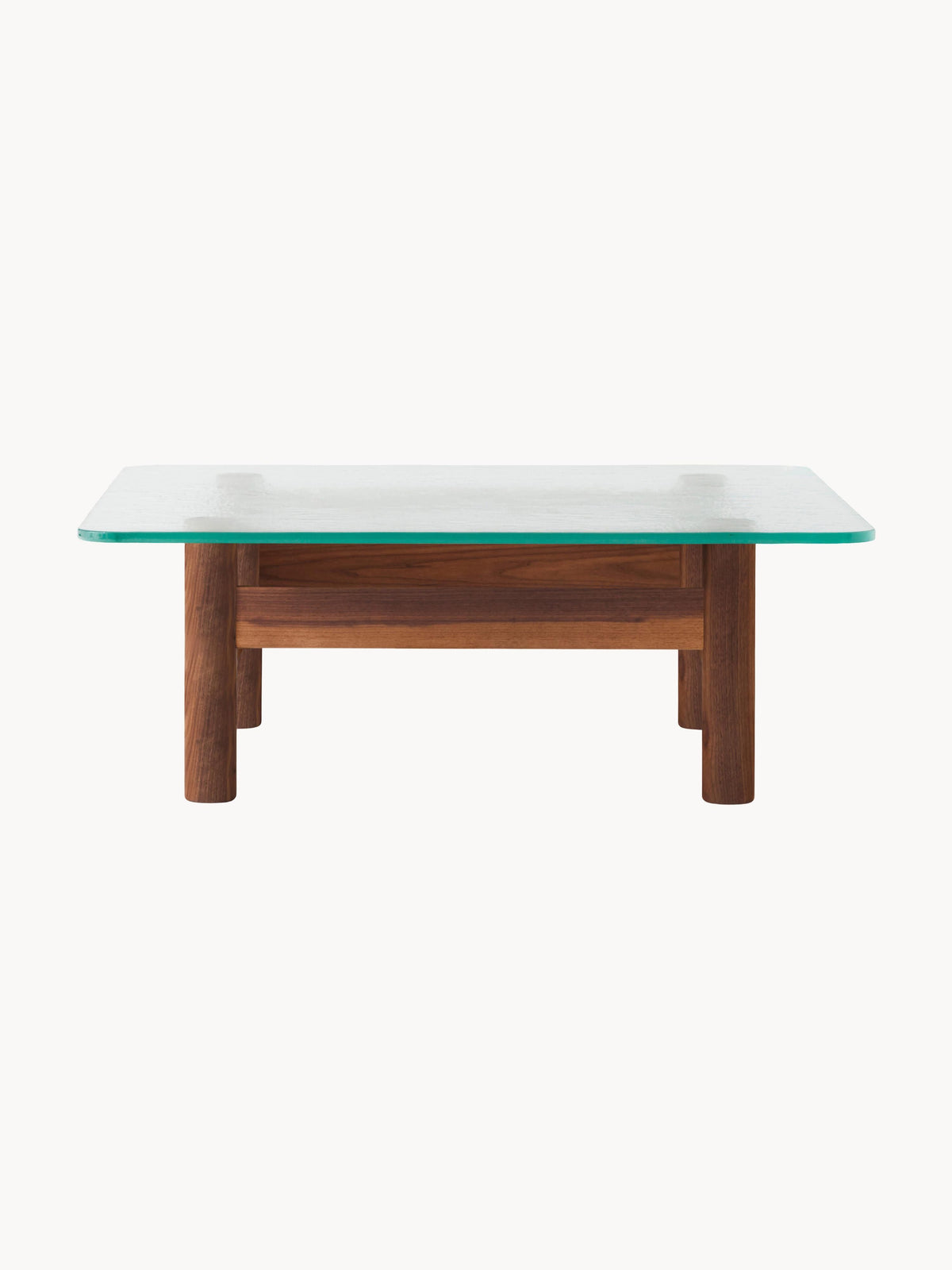 Brasilia Walnut Wood Coffee Table with Glass Top