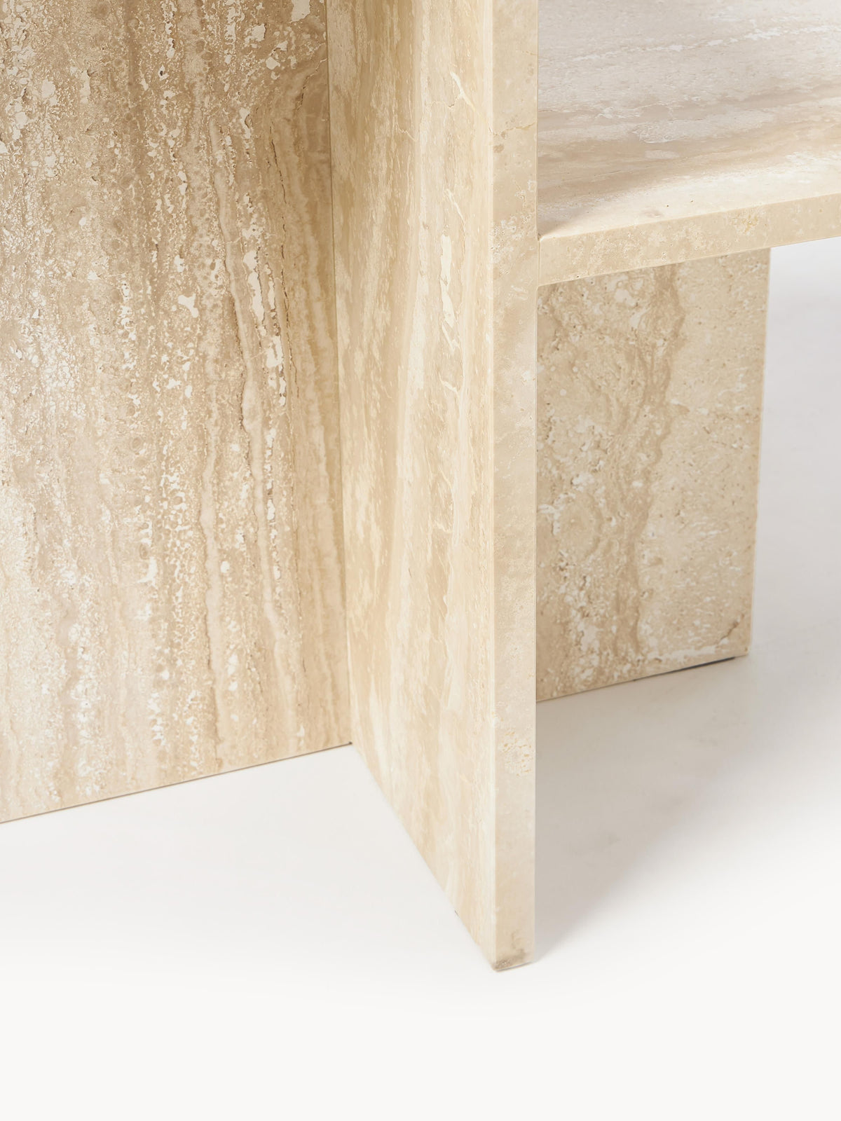 Distinct Travertine Side Table with Two Table Tops