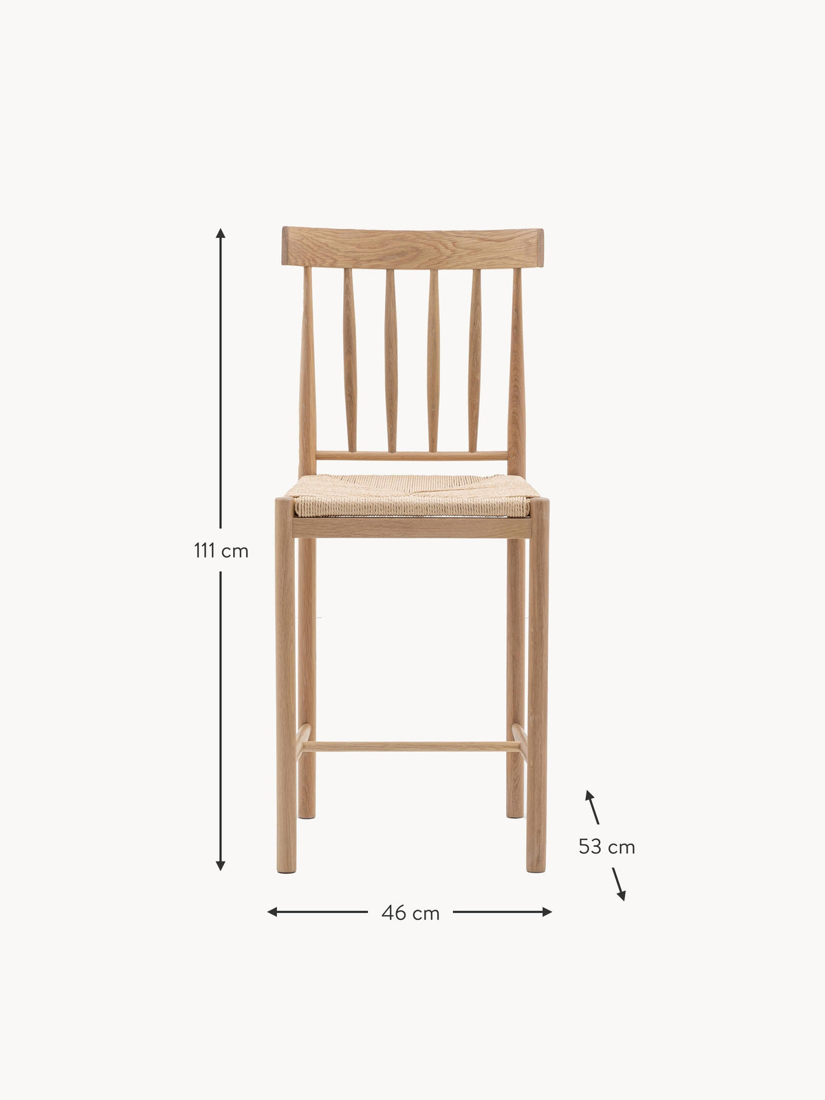 Eton Handmade Oak Wood Counter Chairs, Set of 2