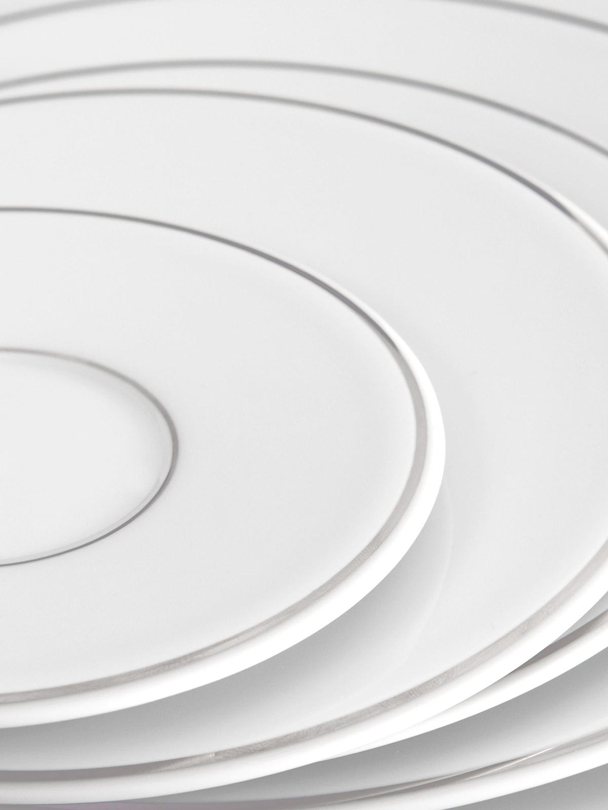 Vitruv Handmade Porcelain Tableware Set with Hand-Painted Platinum Rim, 2 People, Set of 14