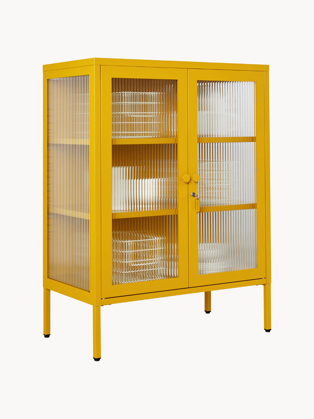 Mixer Metal Display Cabinet The with Ribbed Glass
