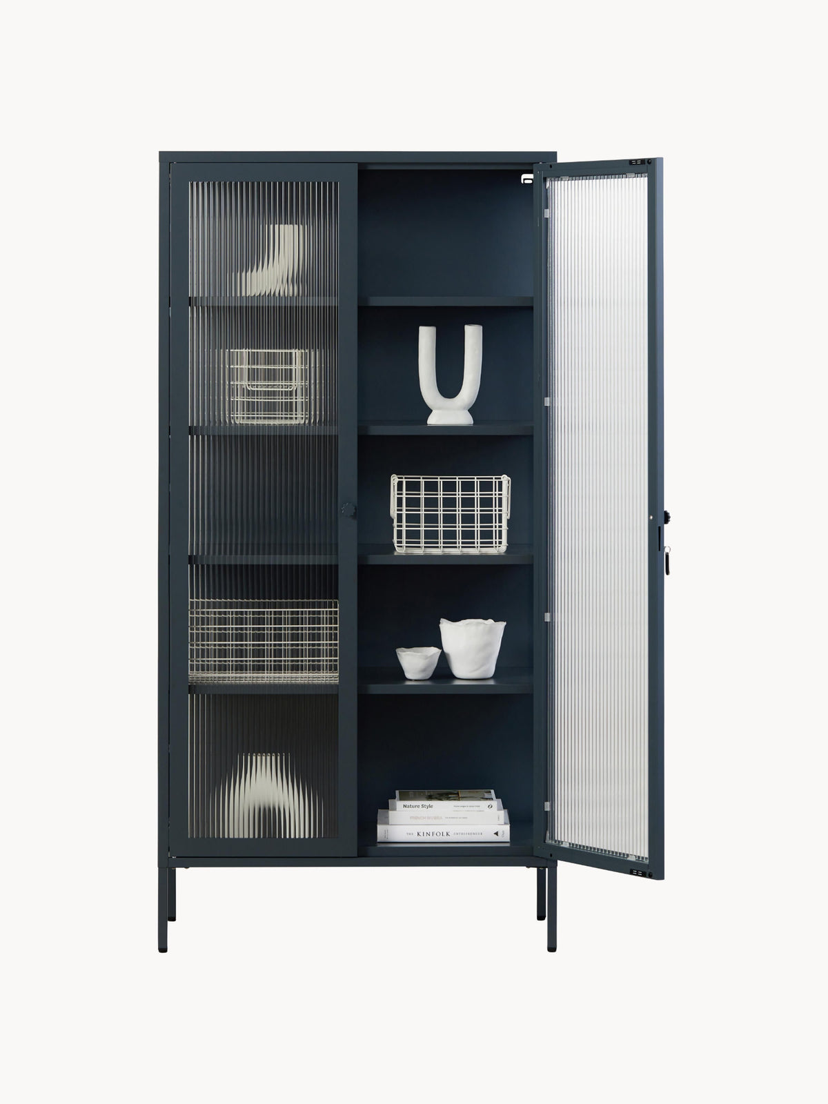 Collector Metal Display Cabinet The with Ribbed Glass