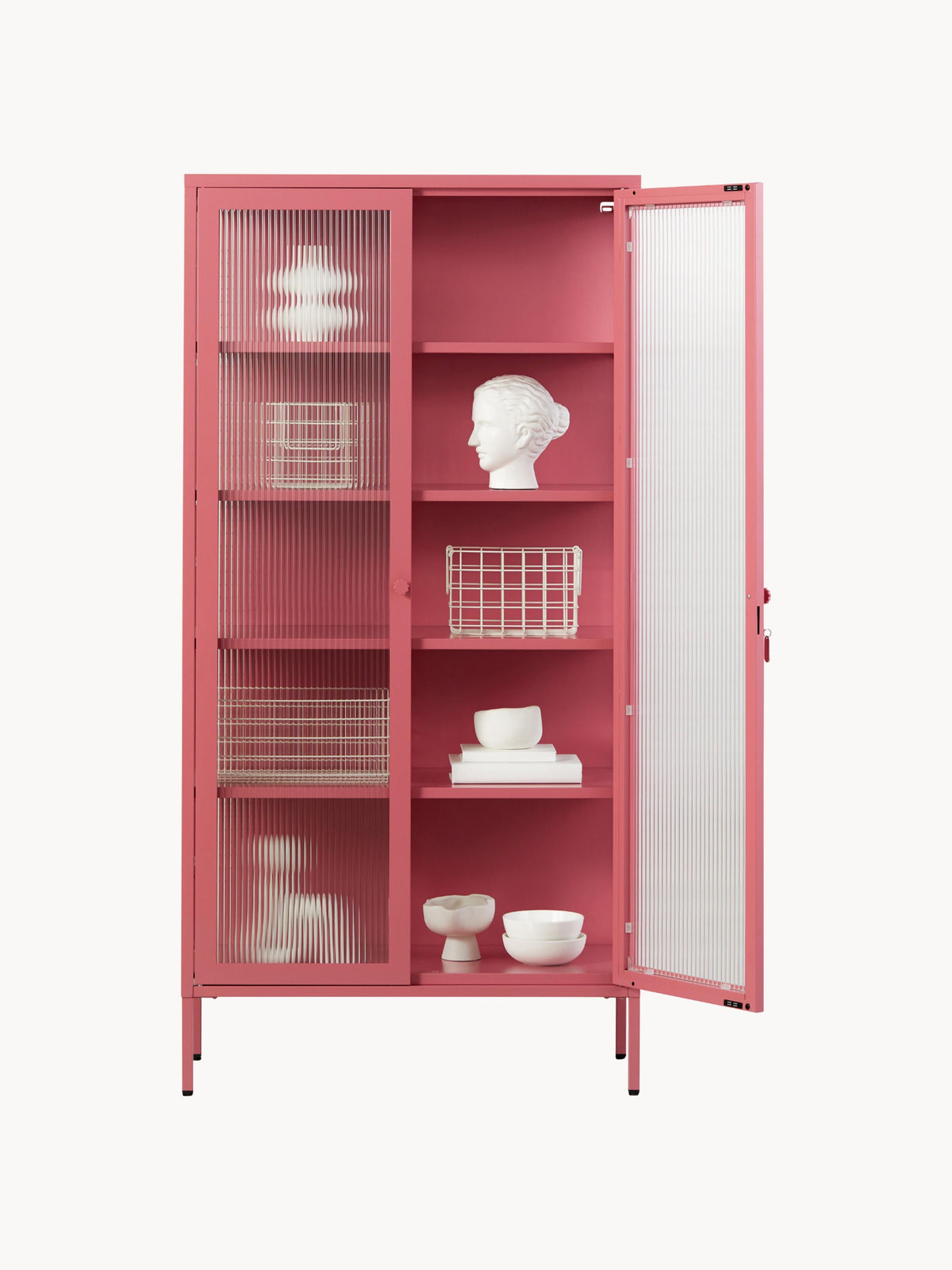 Collector Metal Display Cabinet The with Ribbed Glass