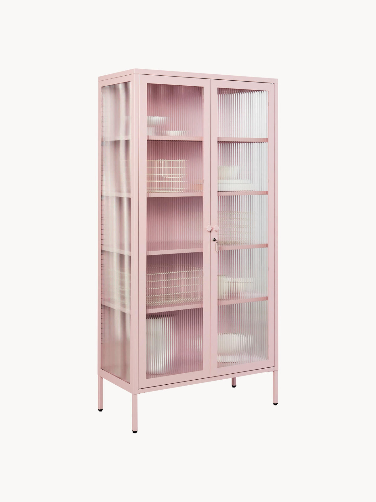 Collector Metal Display Cabinet The with Ribbed Glass