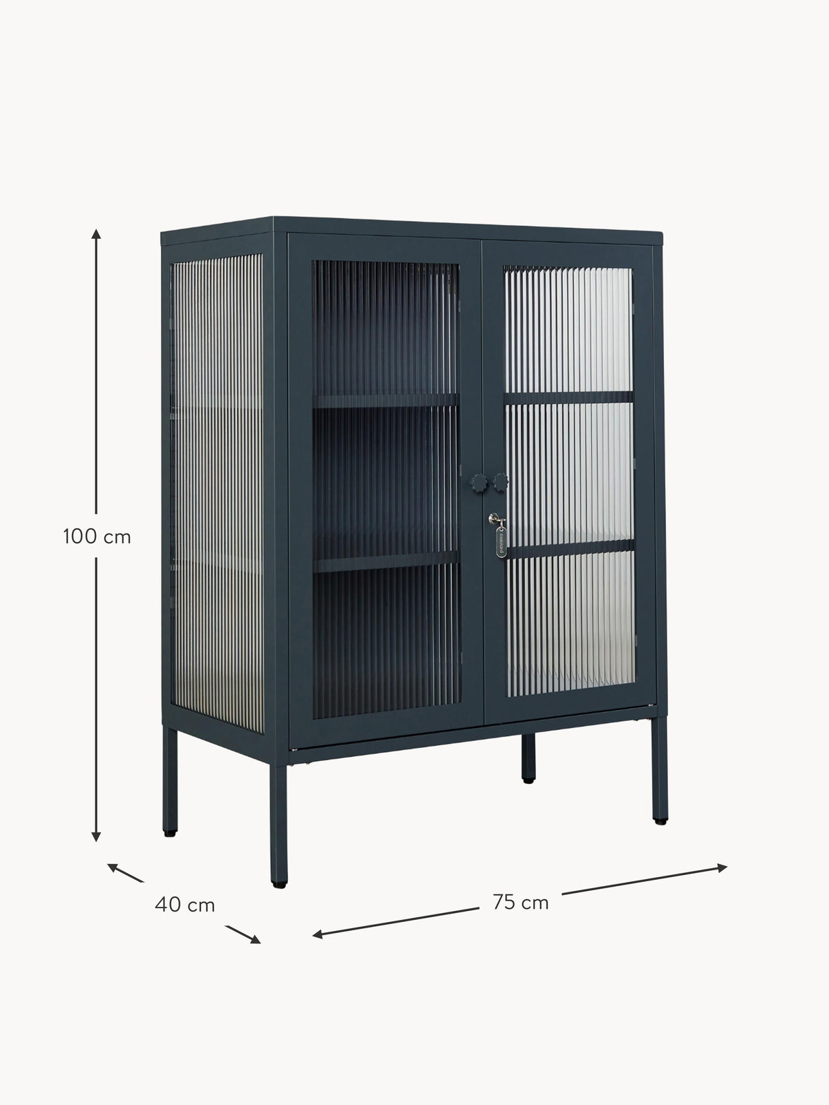 Mixer Metal Display Cabinet The with Ribbed Glass