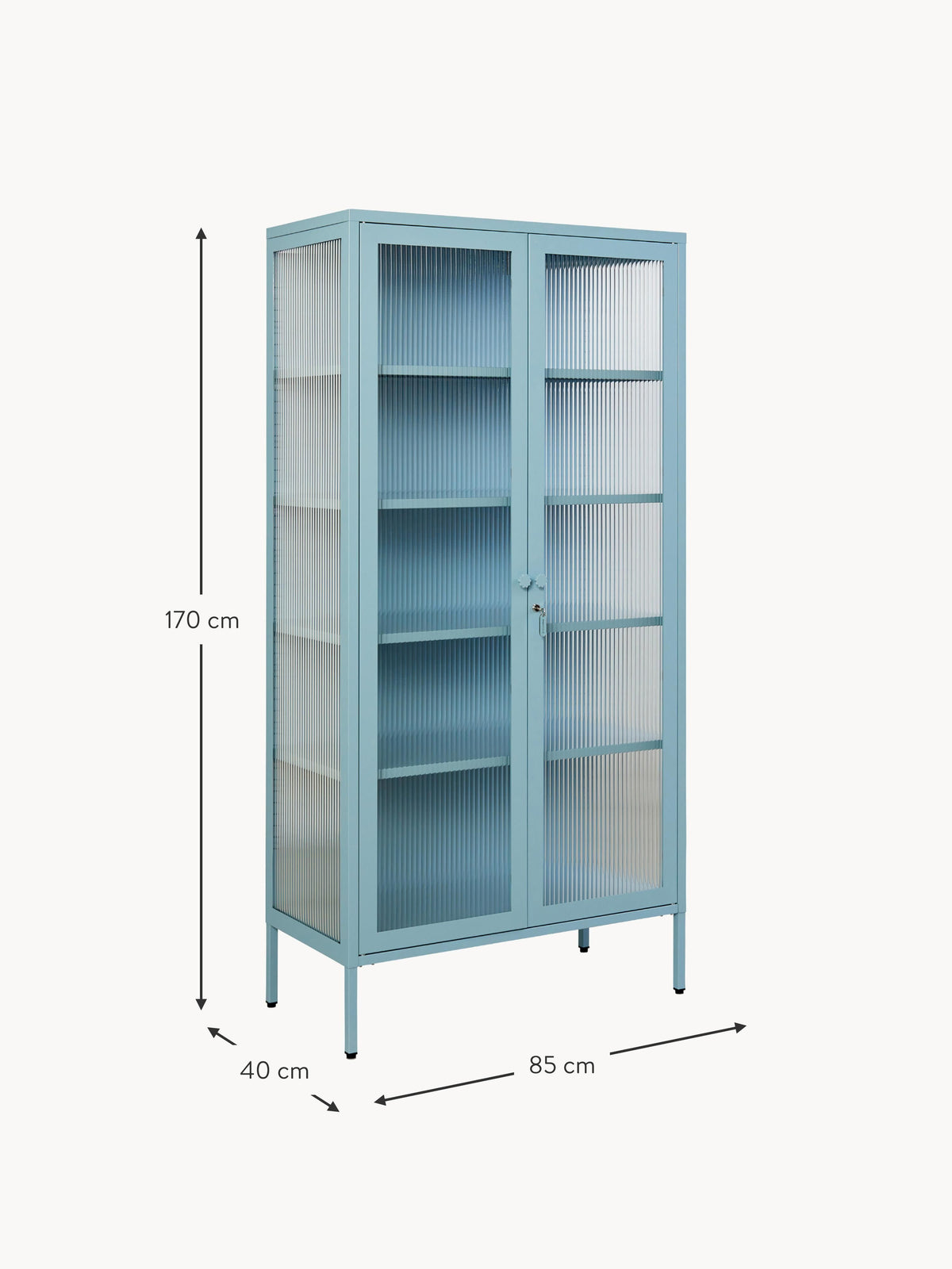 Collector Metal Display Cabinet The with Ribbed Glass