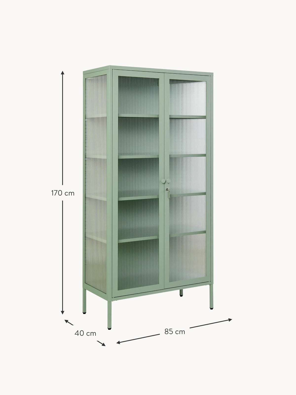 Collector Metal Display Cabinet The with Ribbed Glass