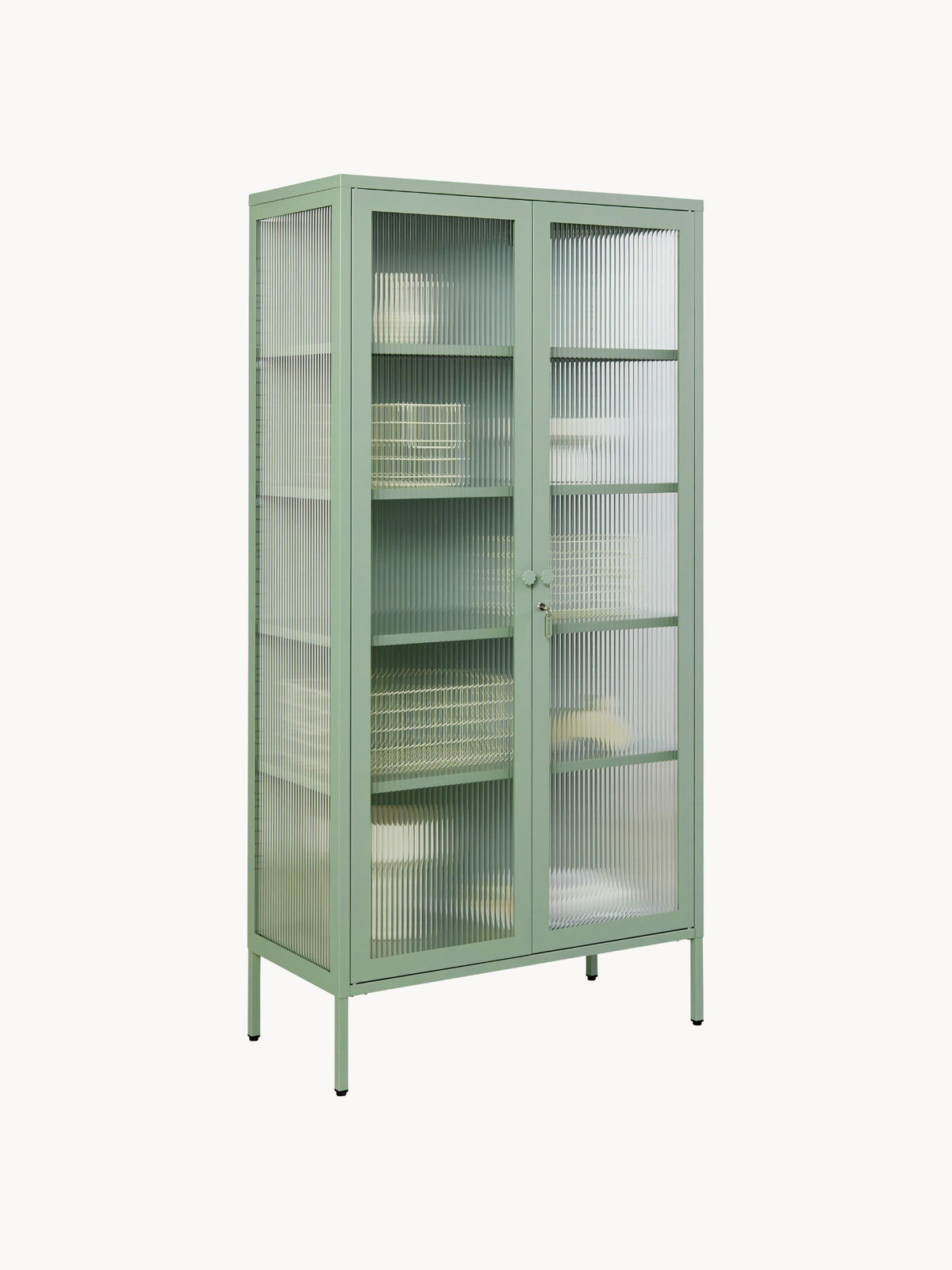 Collector Metal Display Cabinet The with Ribbed Glass