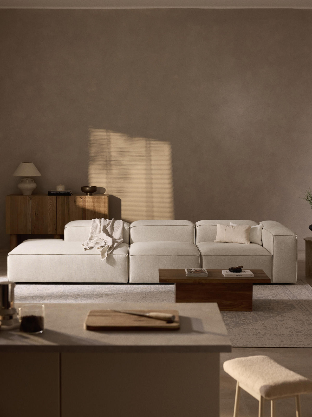 Lennon XL Linen Blend Modular Ottoman
