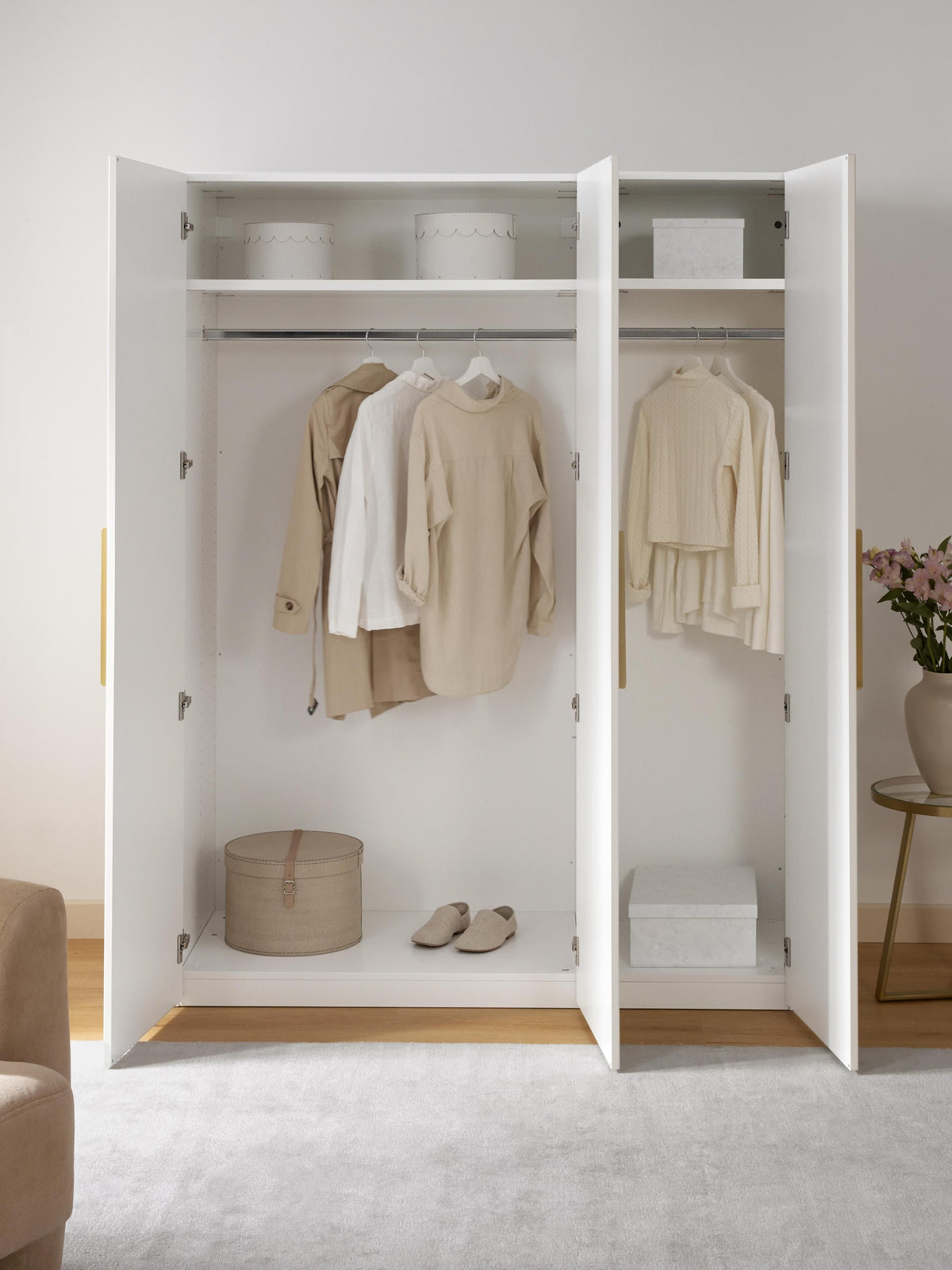 Simone Modular Revolving Door Wardrobe, 150 cm Wide, in various sizes