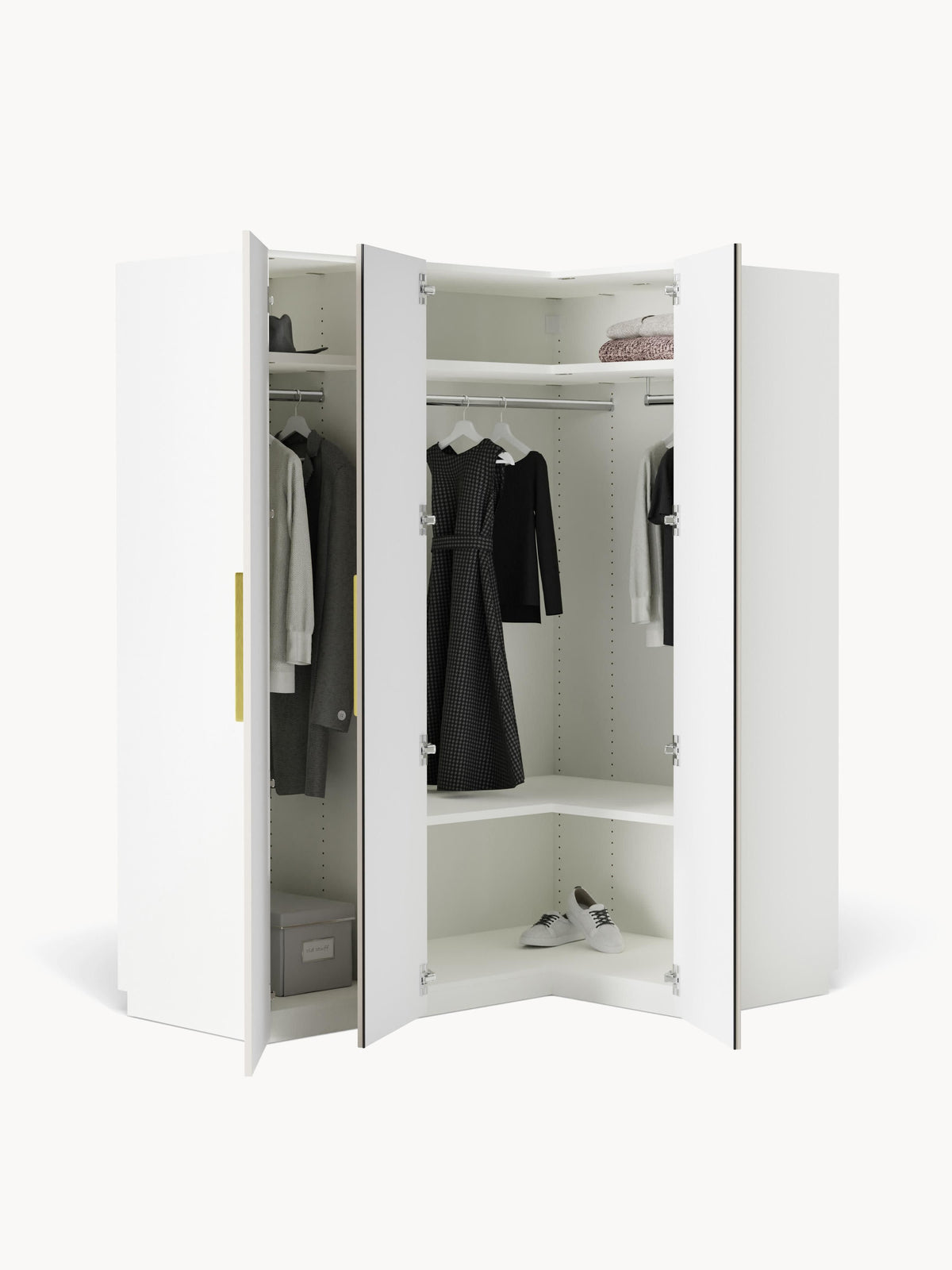 Simone Modular Corner Wardrobe, 165 cm Wide, in various sizes