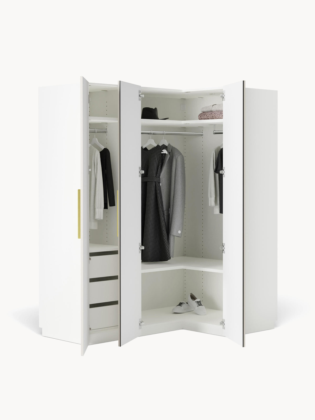 Simone Modular Corner Wardrobe, 165 cm Wide, in various sizes