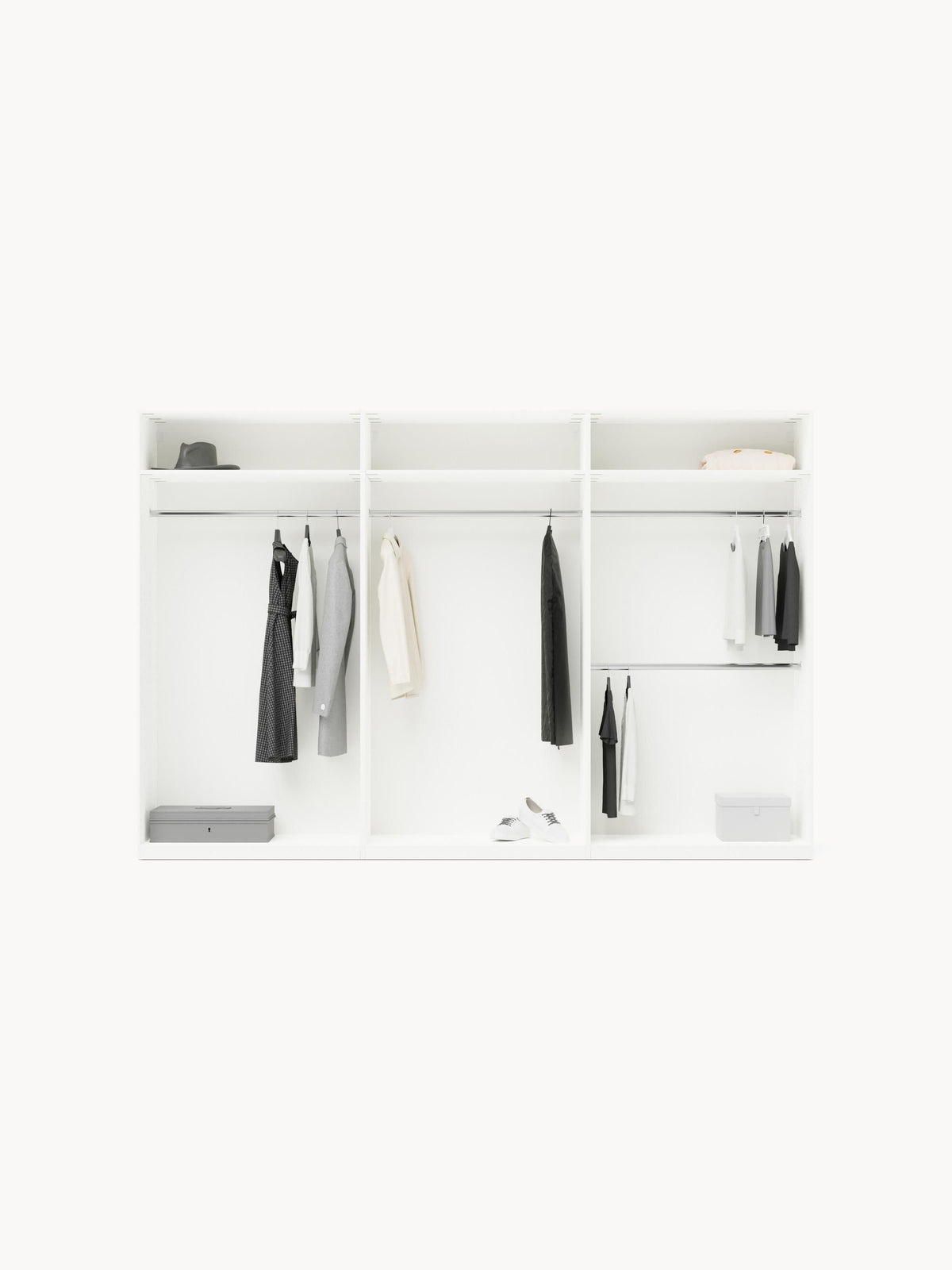 Leon Modular Hinged Door Wardrobe, 300 cm Wide, in various sizes