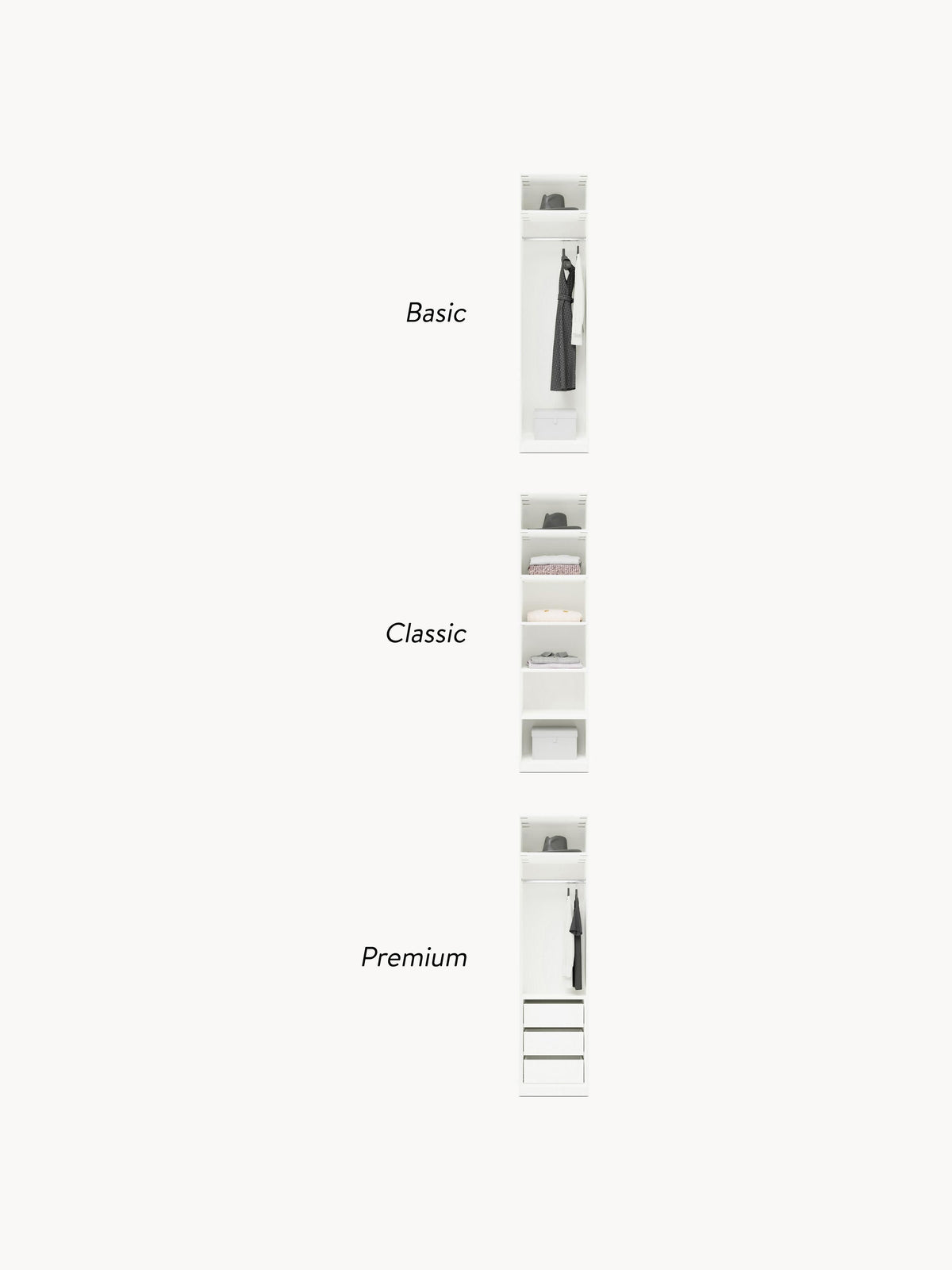 Simone Modular Revolving Door Wardrobe, 50 cm Wide, in various sizes
