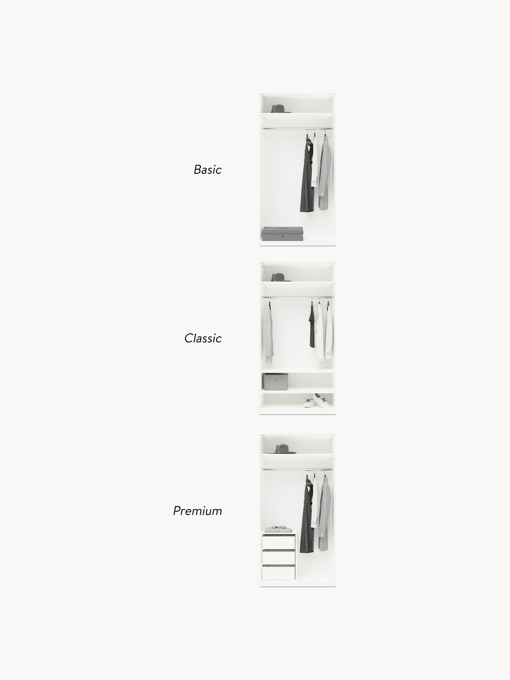 Simone Modular Revolving Door Wardrobe, 100 cm Wide, in various sizes