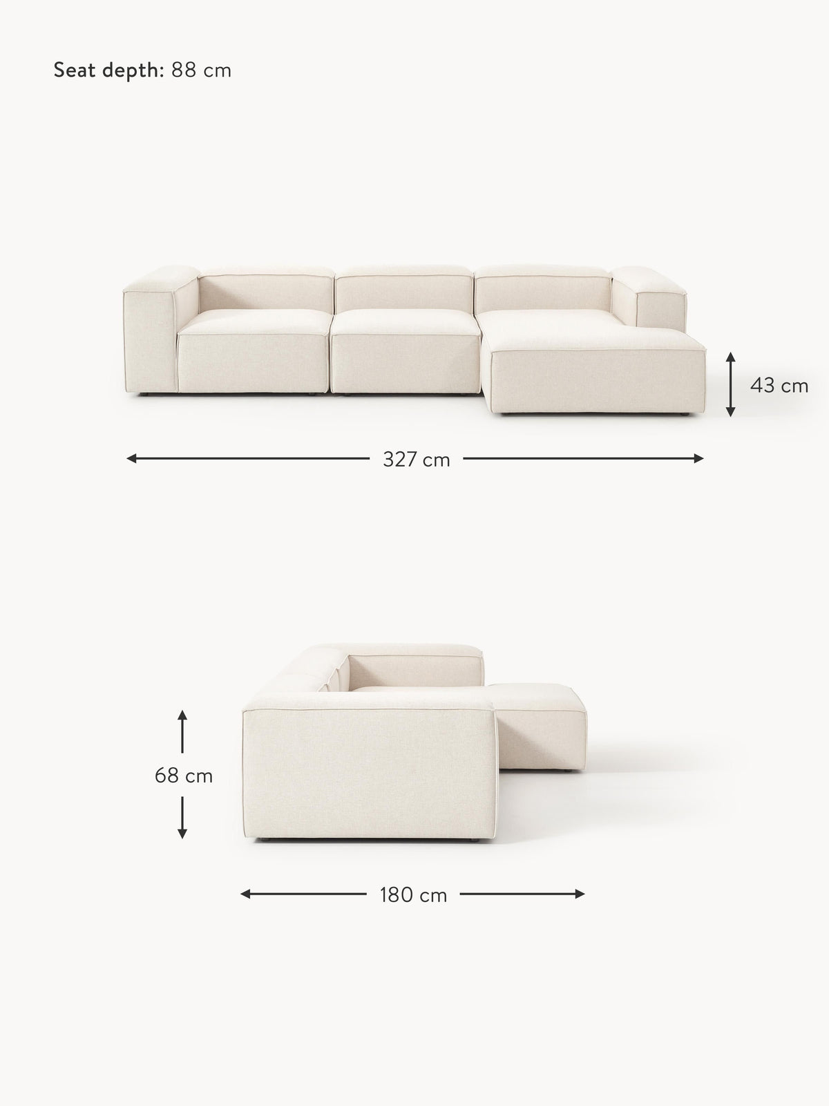 Lennon Linen Blend Modular Corner Sofa (4-seater)