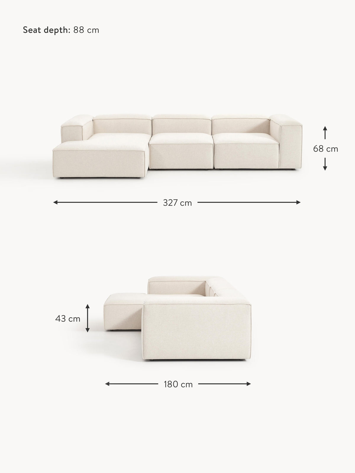 Lennon Linen Blend Modular Corner Sofa (4-seater)