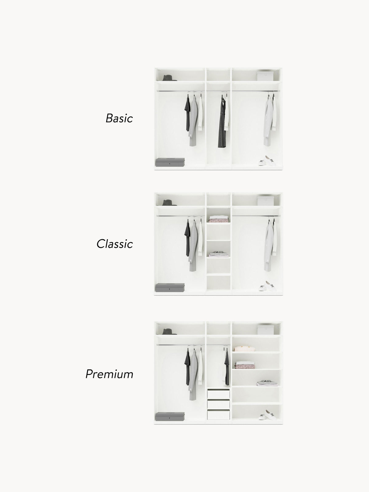 Charlotte Modular Hinged Door Wardrobe, 300 cm Wide, in various sizes