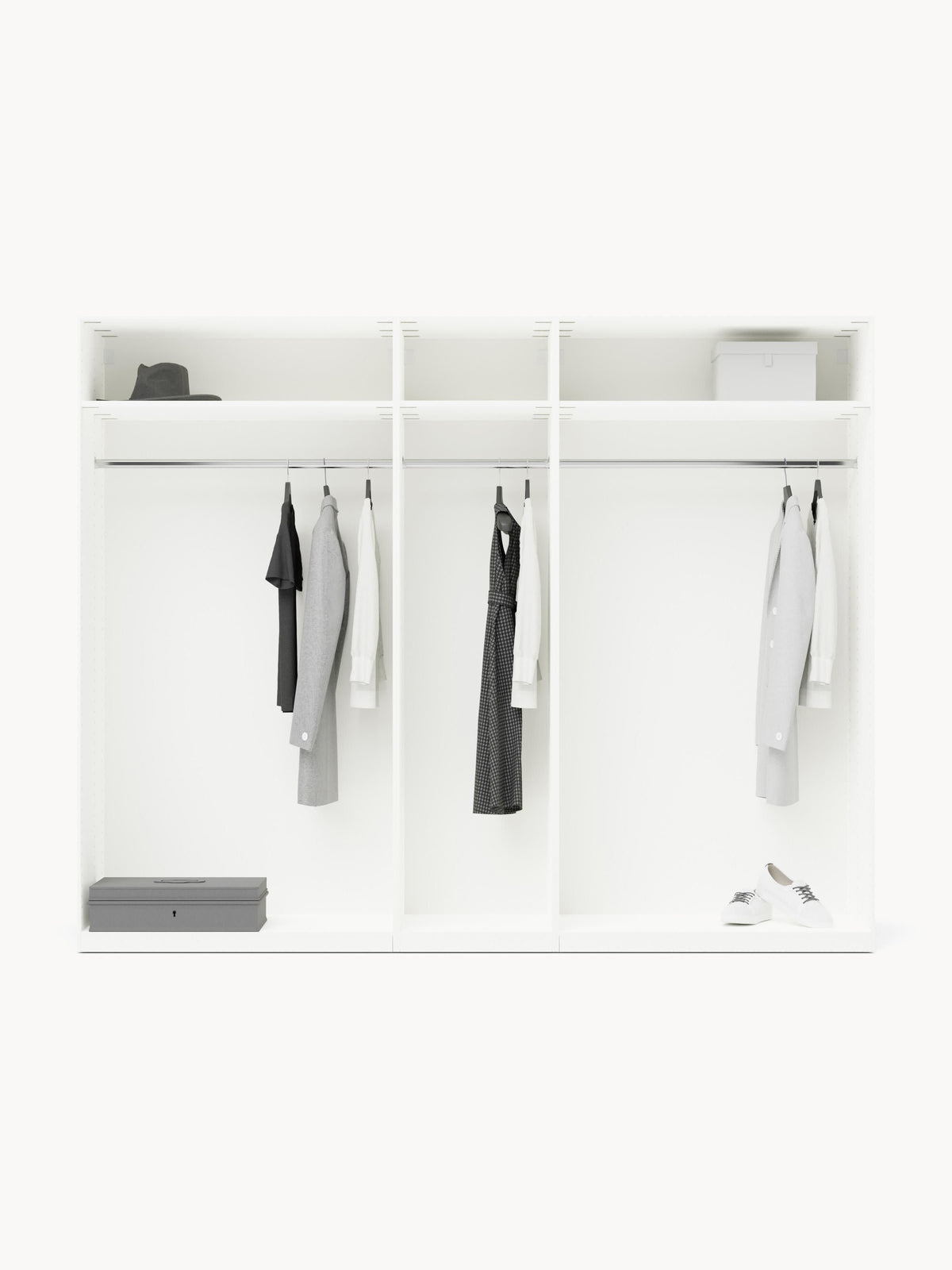 Charlotte Modular Hinged Door Wardrobe, 300 cm Wide, in various sizes