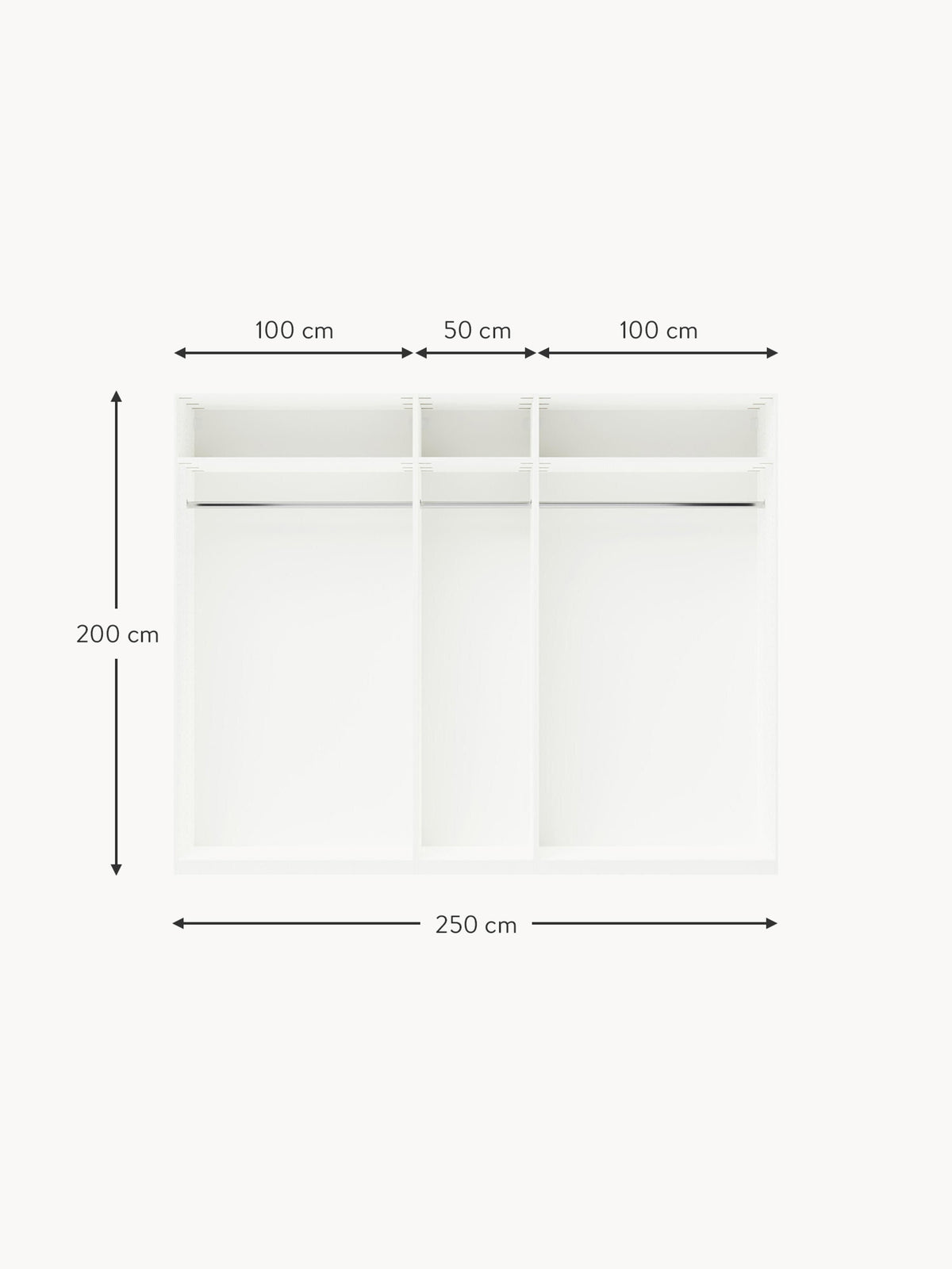 Charlotte Modular Hinged Door Wardrobe, 300 cm Wide, in various sizes
