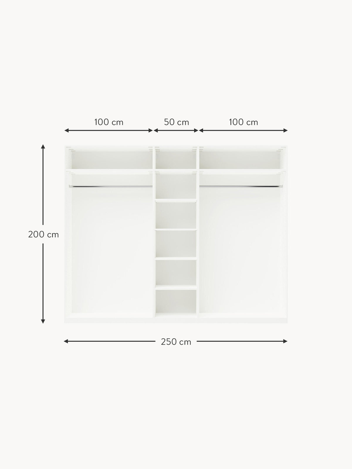 Charlotte Modular Hinged Door Wardrobe, 300 cm Wide, in various sizes