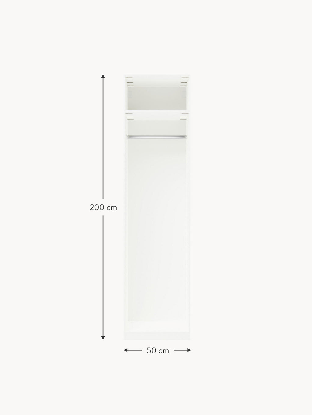 Leon Modular Hinged Door Wardrobe, 50 cm Wide, in various sizes