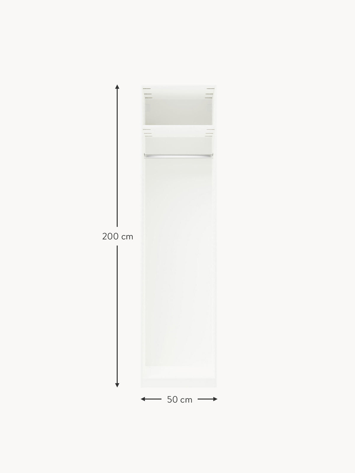 Leon Modular Hinged Door Wardrobe, 50 cm Wide, in various sizes