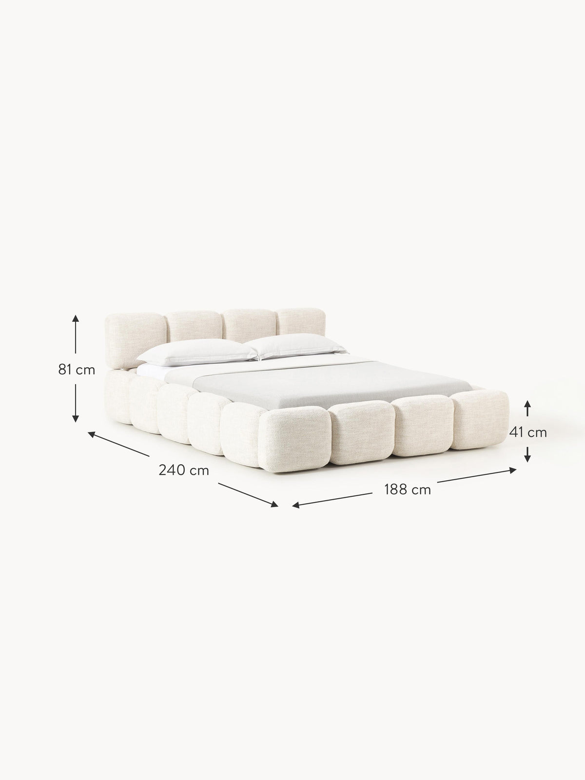 Tayla Upholstered Bouclé Bed with Storage Space