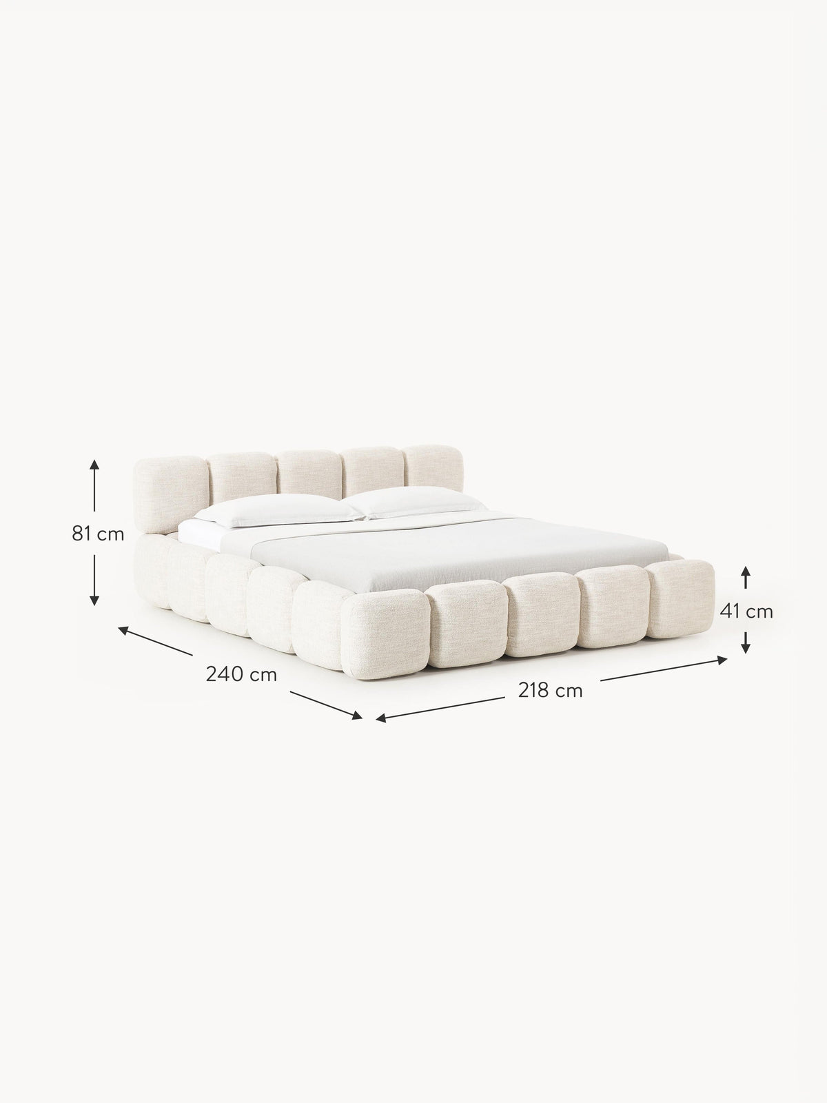 Tayla Upholstered Bouclé Bed with Storage Space