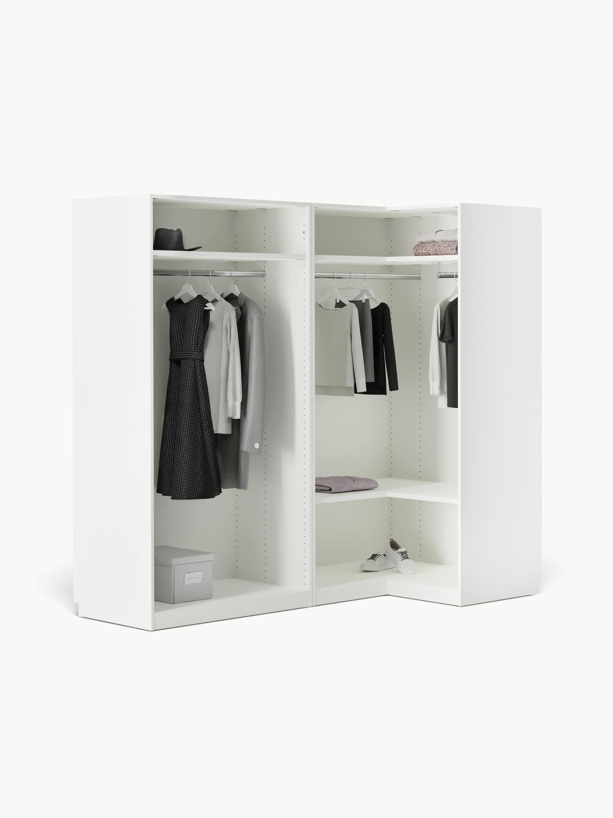 Leon Modular Corner Wardrobe, 215 cm Wide, in various sizes