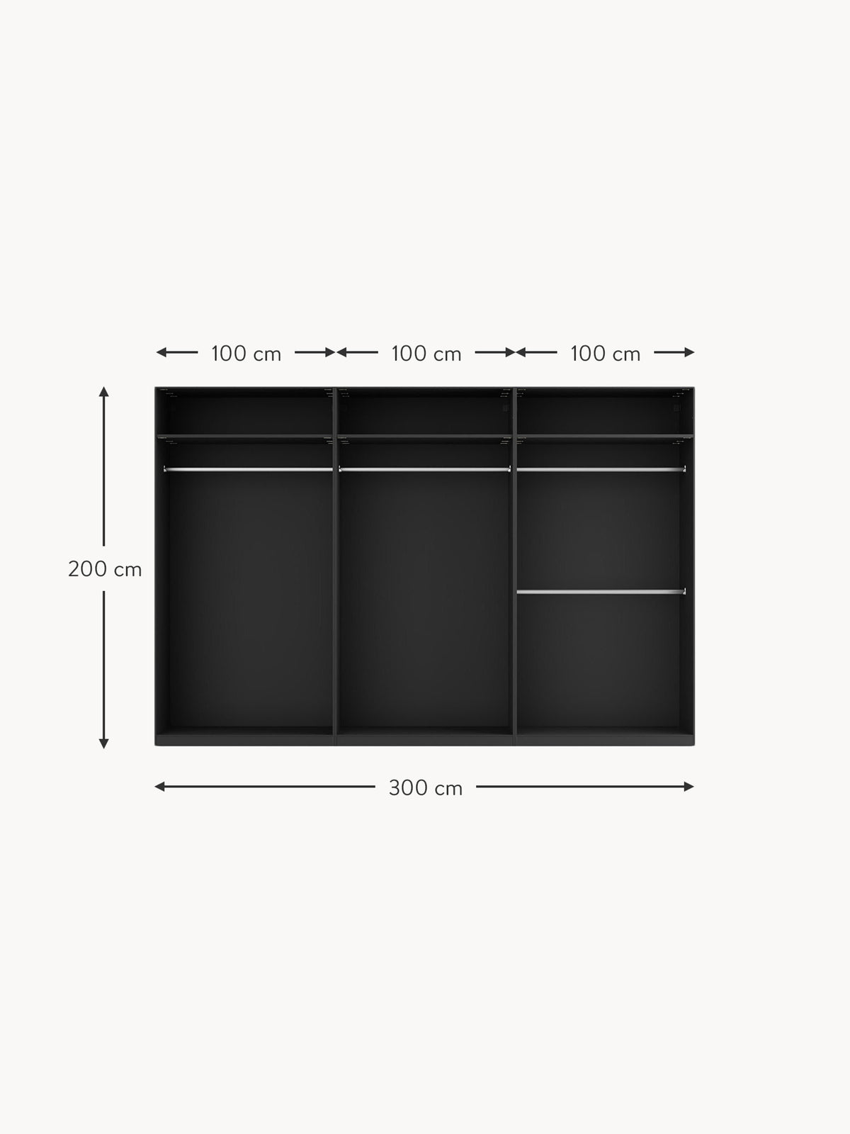 Simone Modular Revolving Door Wardrobe, 300 cm Wide, in various sizes