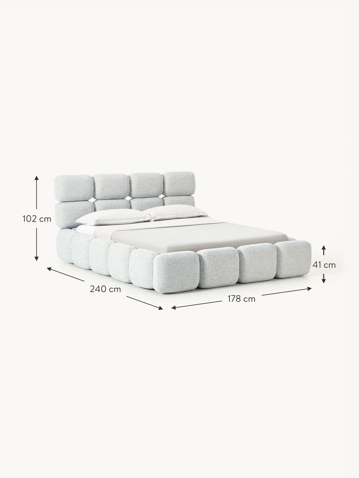 Tayla Upholstered Bouclé Bed with Storage Space