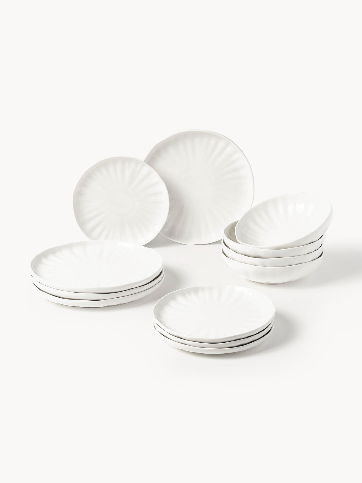 Gallery image 1 - Porcelain Tableware Set Sali with Embossed Pattern