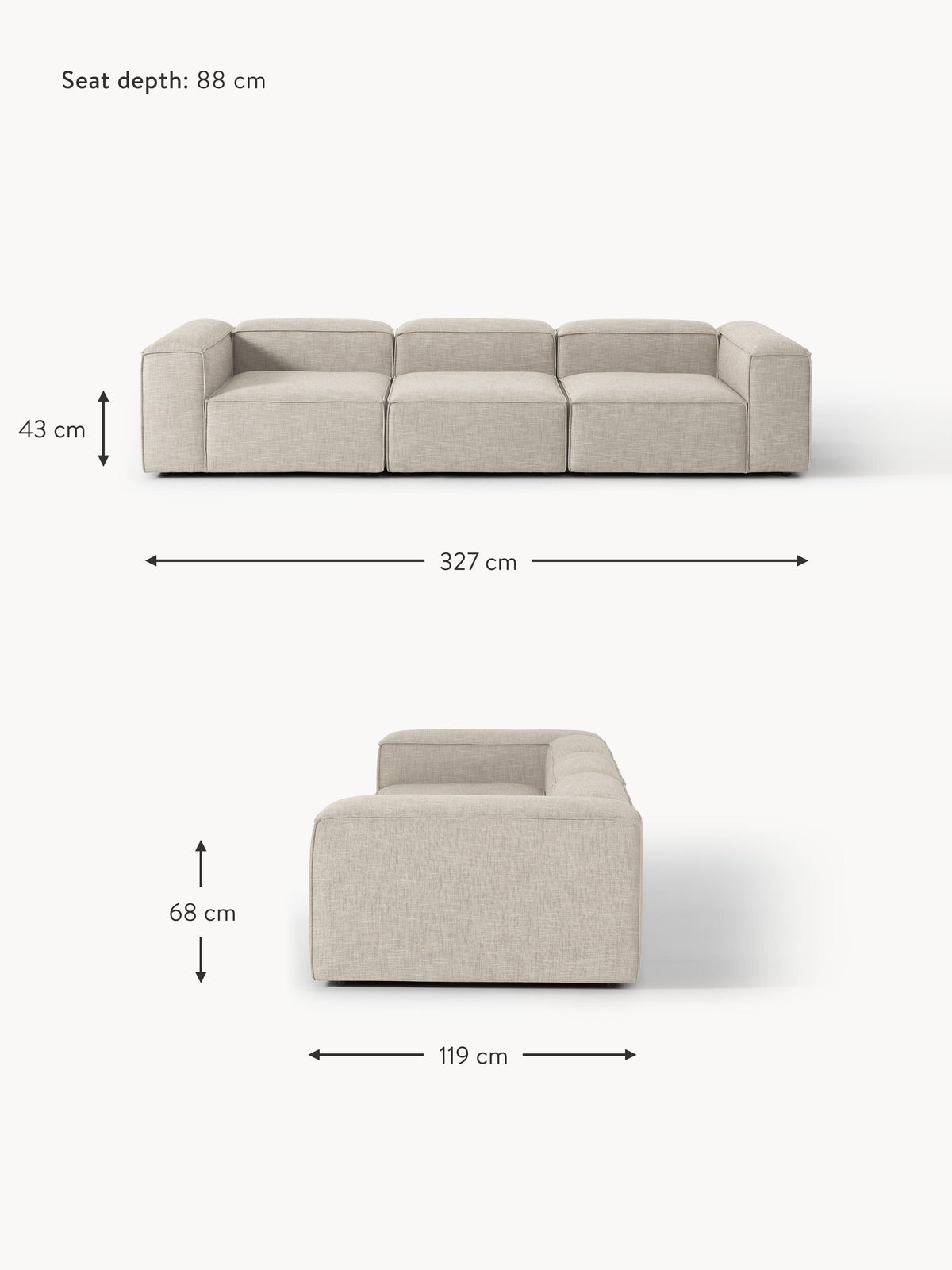 Lennon Linen Blend Modular Sofa (4-seater)