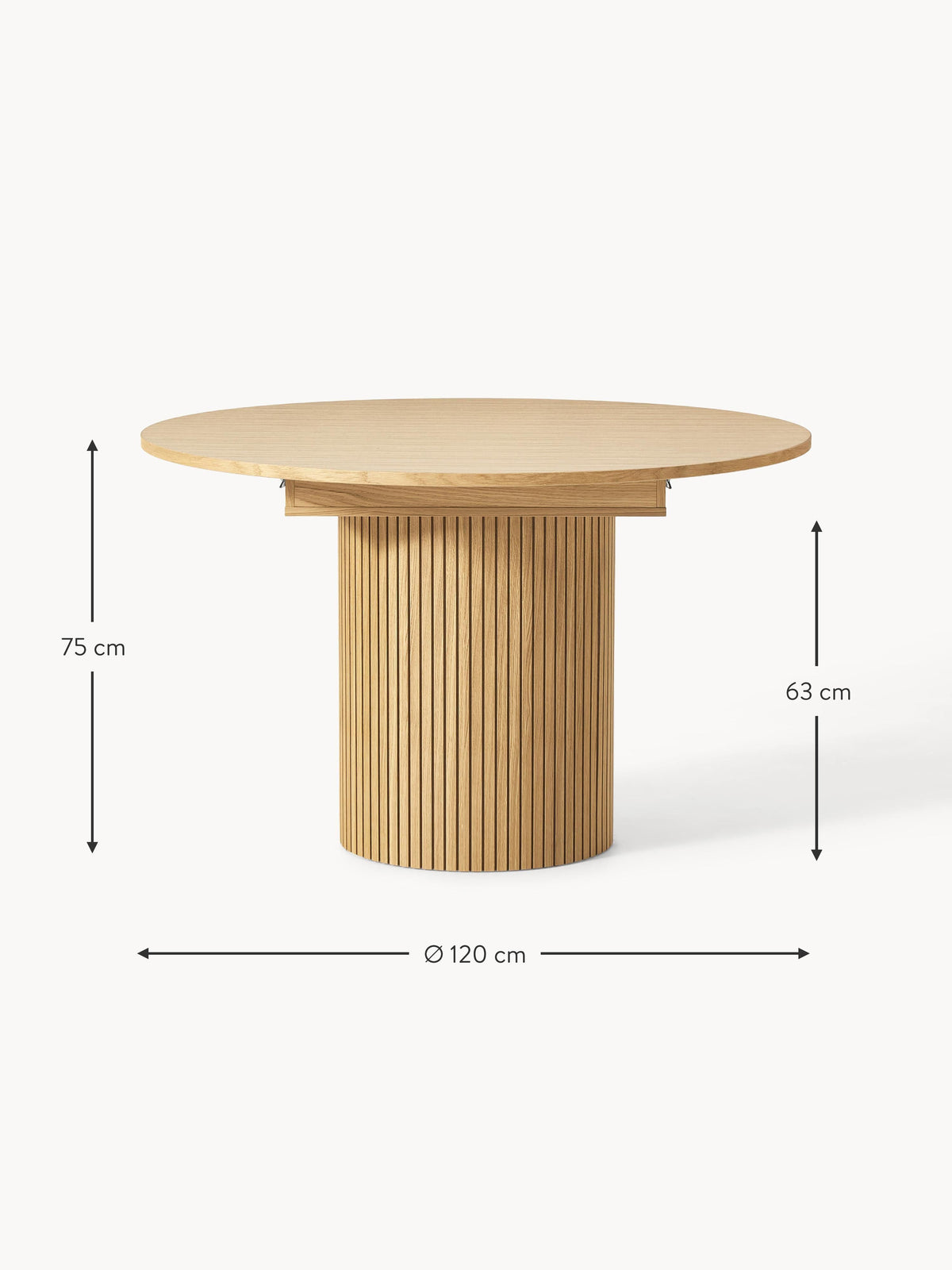 Filo Extendable Dining Table with Groove Structure, 120 - 160 x 75 cm