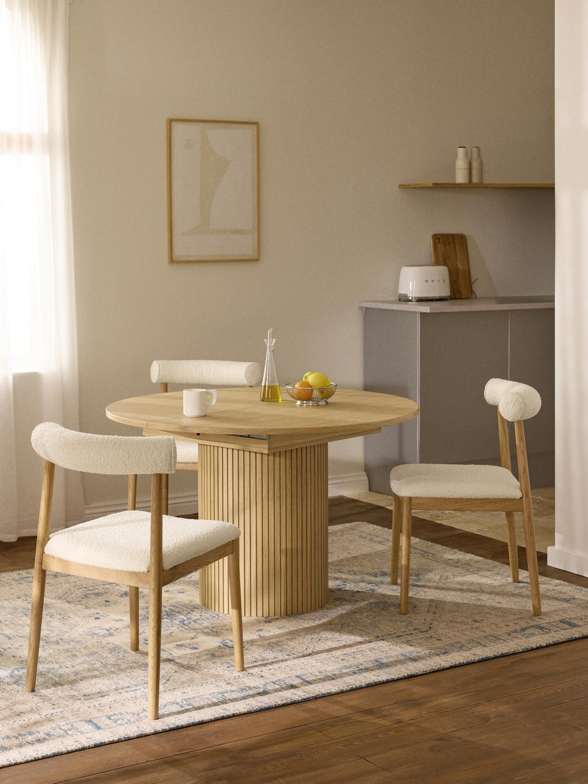 Filo Extendable Dining Table with Groove Structure, 120 - 160 x 75 cm