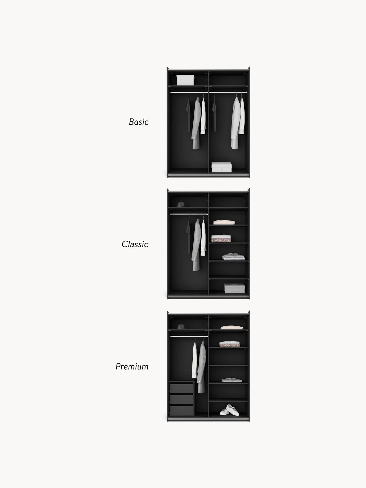 Leon Modular Sliding Door Wardrobe, 150 cm Wide, in various sizes