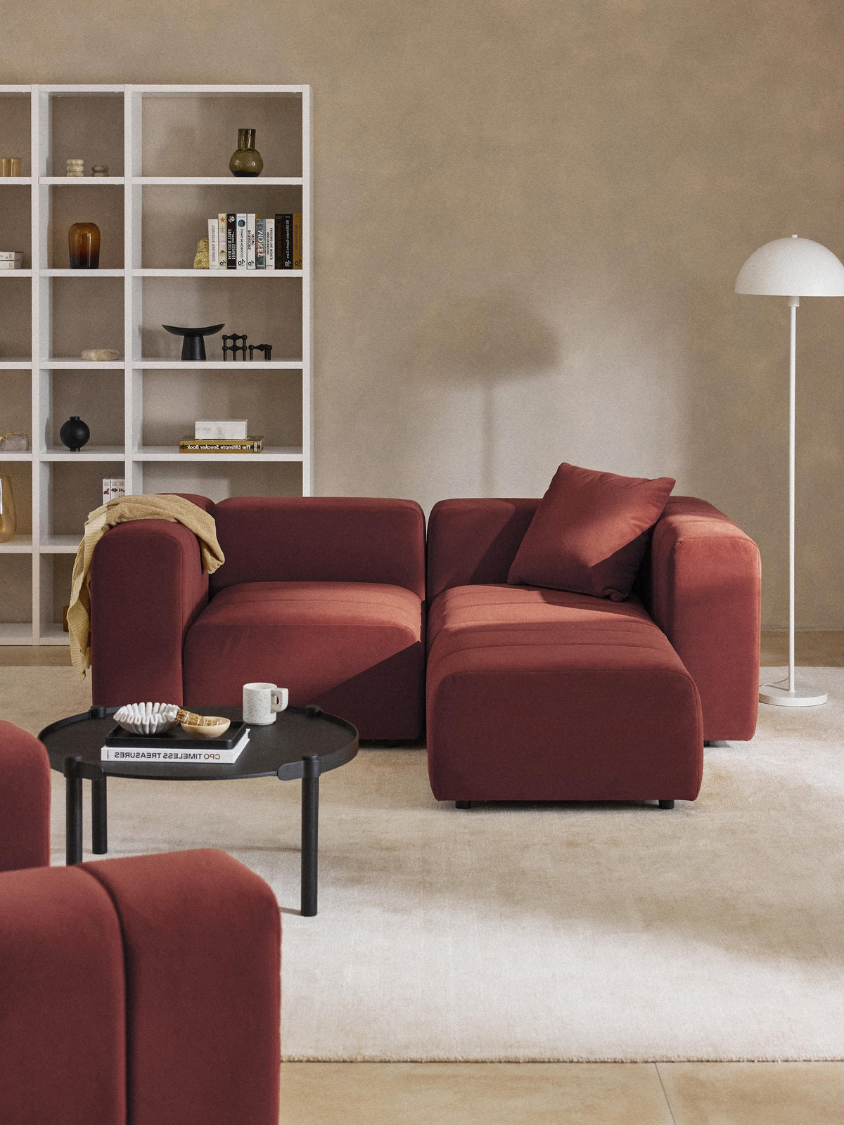 Lena Modular Velvet Sofa (2-seater) with Ottoman (left/right)